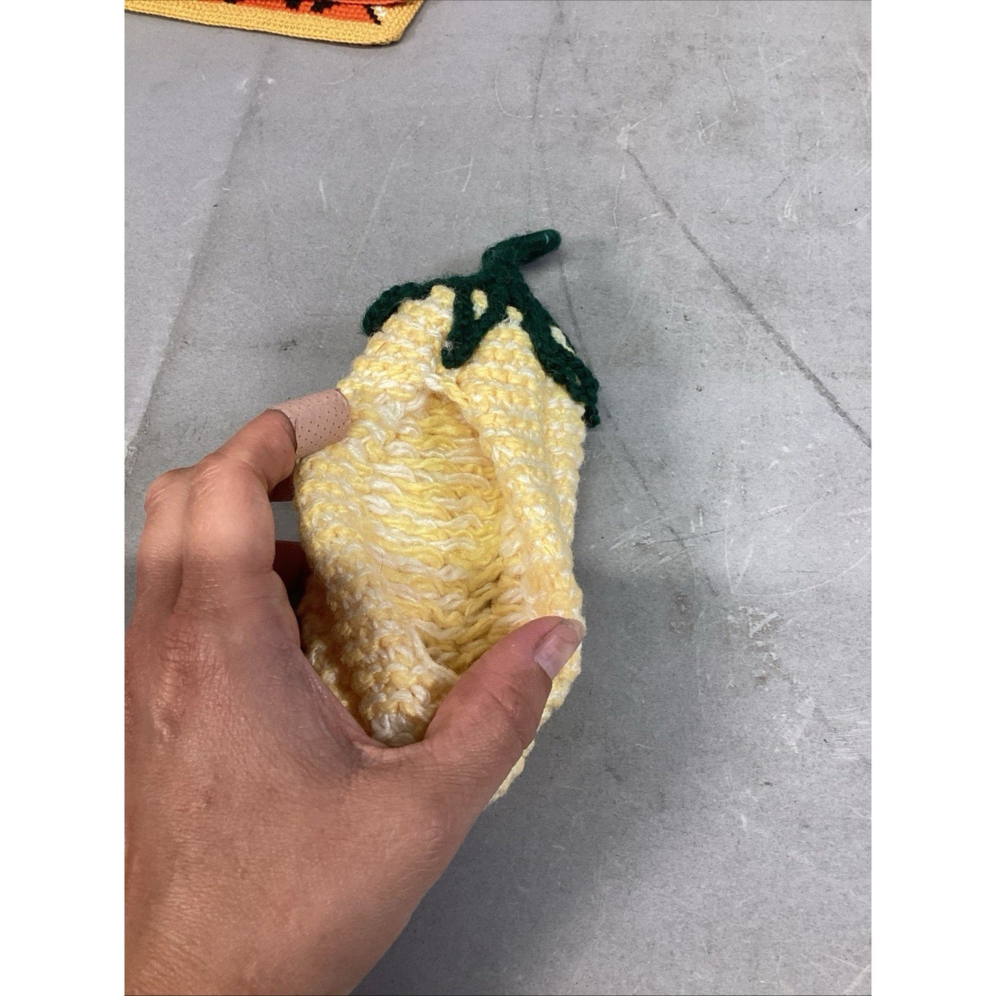 Set Of 7 Handmade Vintage - 5 Crochet Pot Holders, & A Corn And Chicken Figure
