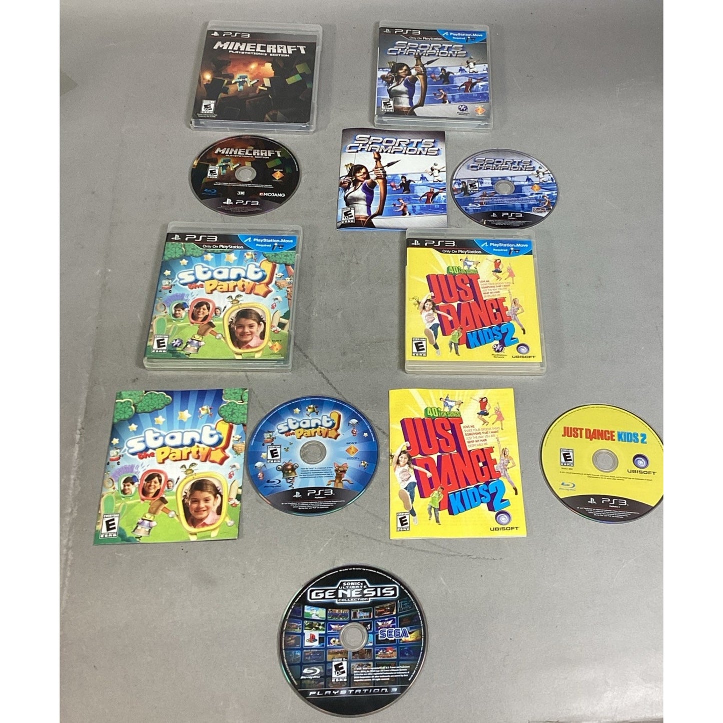 Lot Of 5 PS3 Games - Minecraft/Sports Champions/Start Party/Just Dance Kids 2