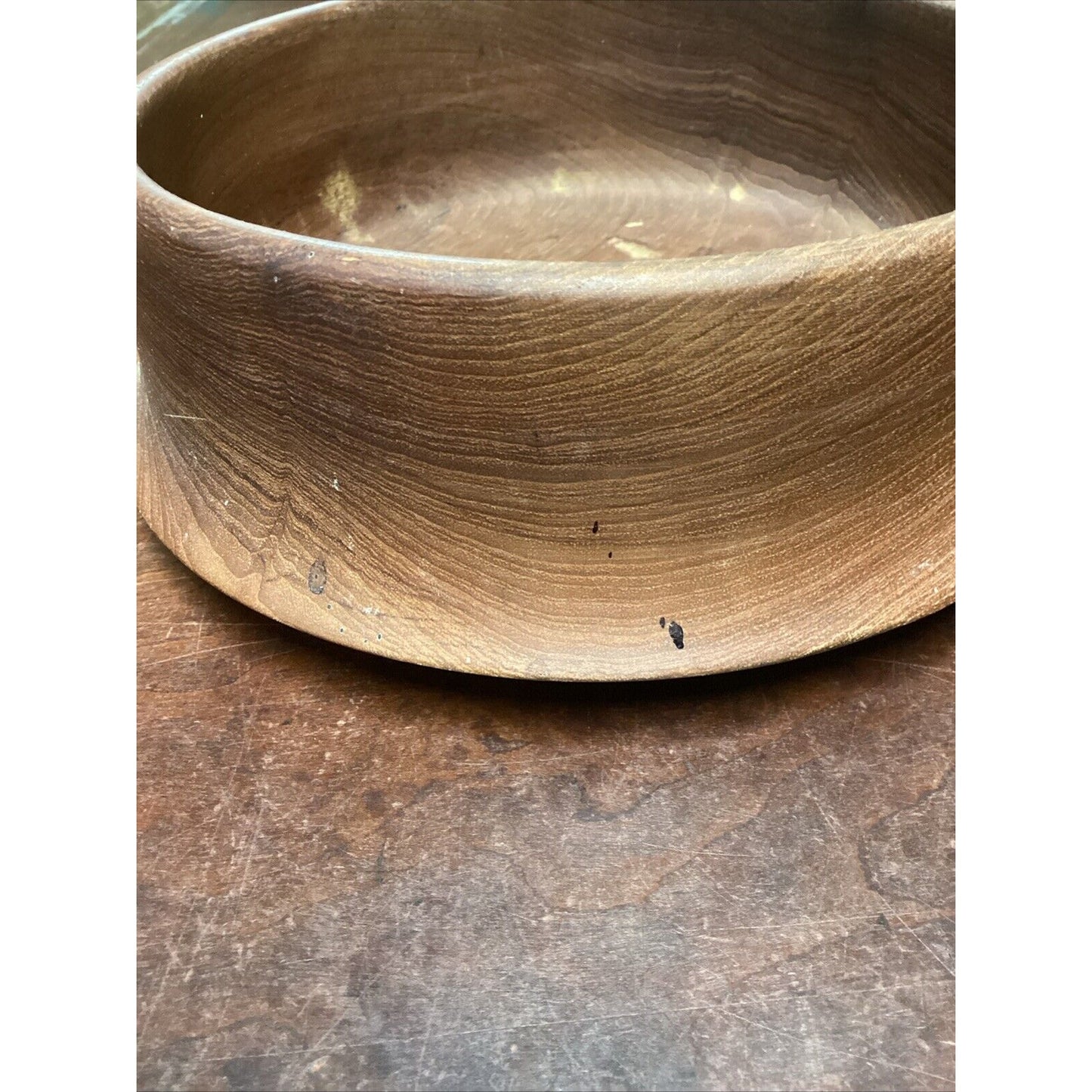 Vintage Teak Wooden Bowl - 9”D And Plate - 8”D