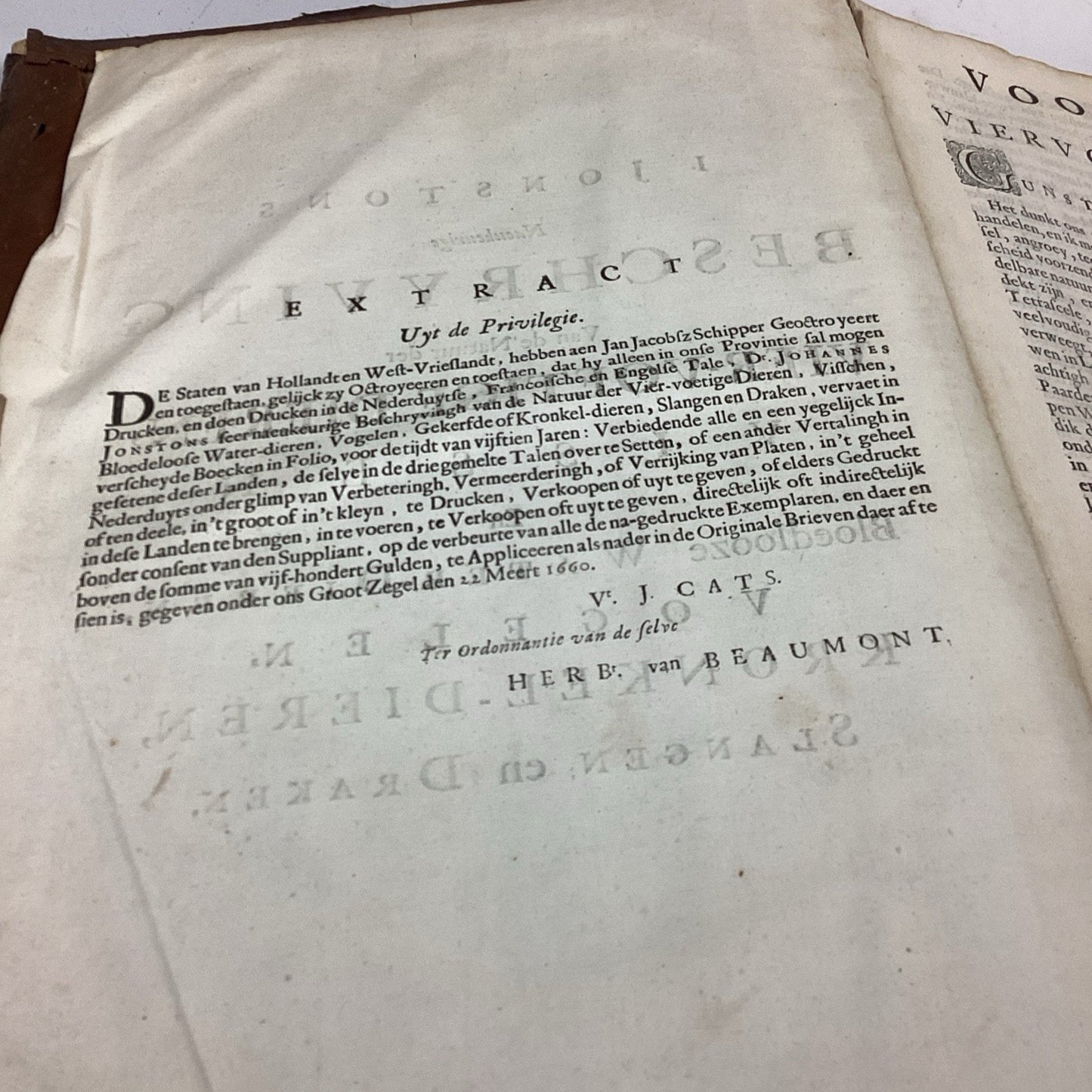 Antique 1660? Dutch Book - J. Jonston’s - Description Of The 4 Footed Animals