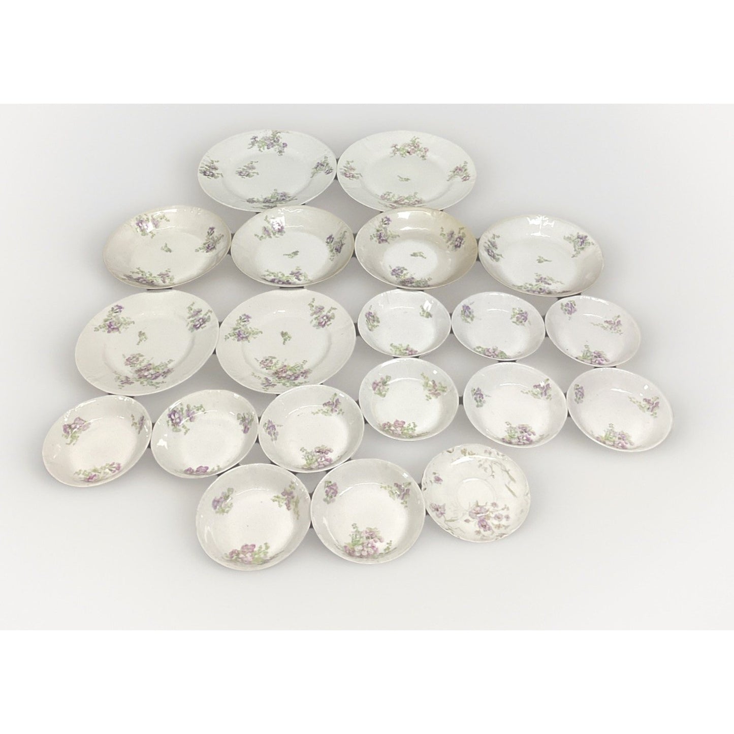 Set of 20 Limoges France Lavender Floral Plates/Bowls/Saucers