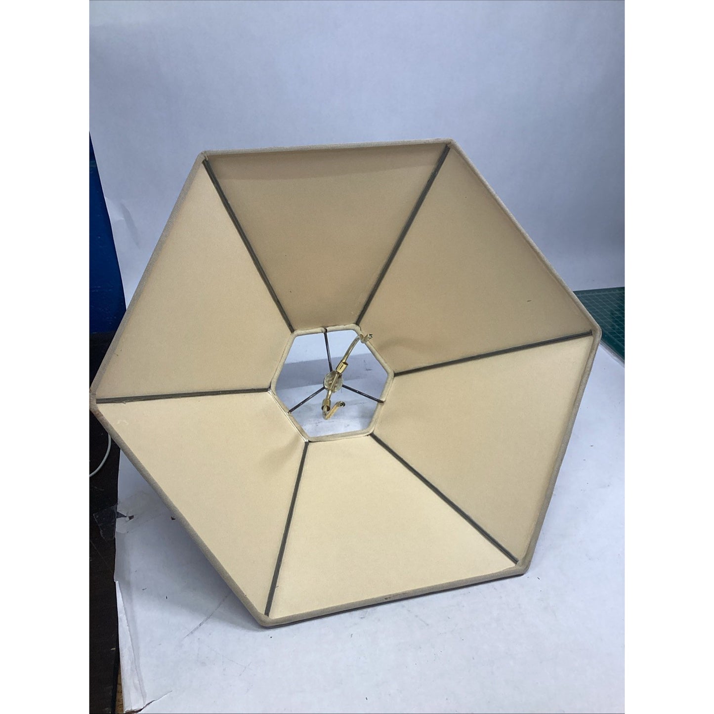 Vintage Textured Hexagon Lamp Shade - 8.5”Hx16.5”D
