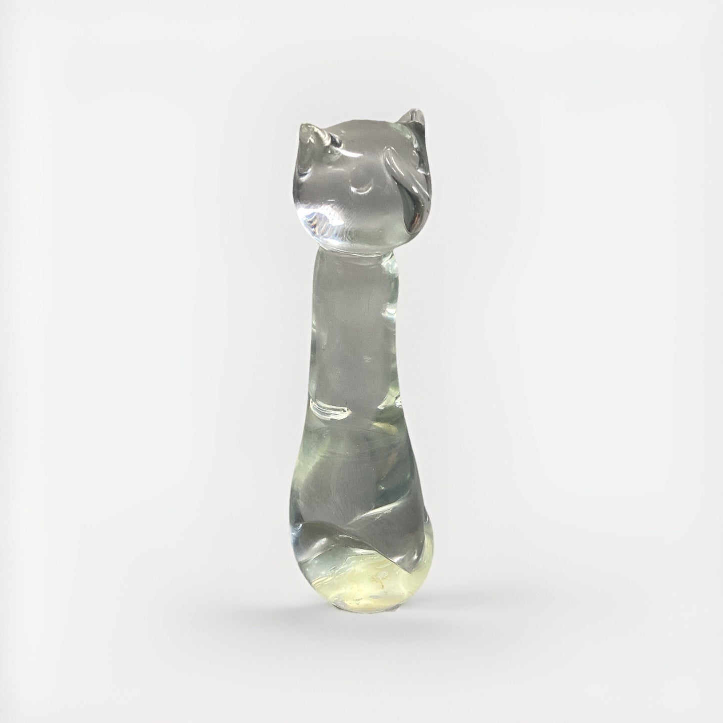 Vintage Glass Cat Figurine Paperweight - 7.25”H