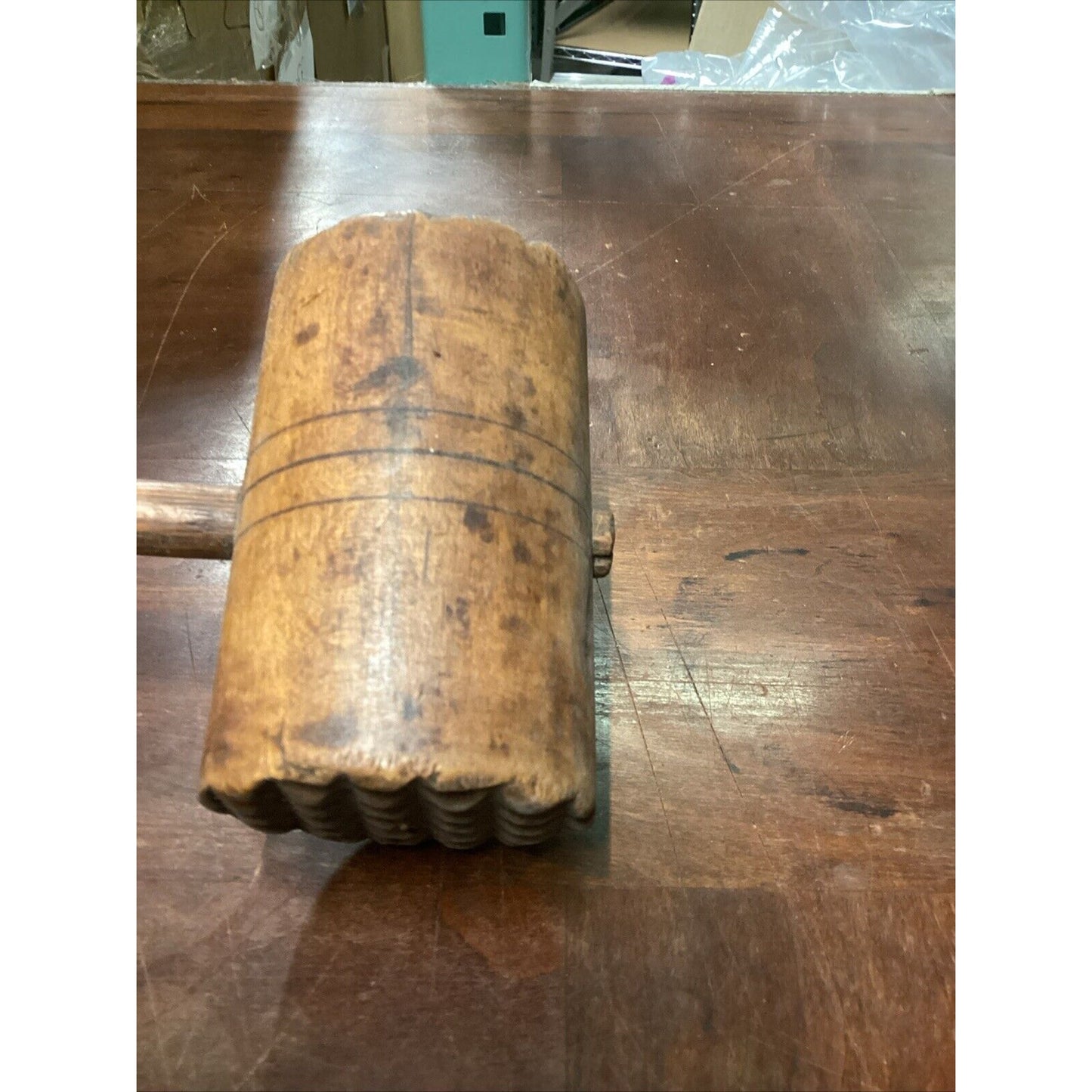 Vintage Large Wooden Mallet/Meat Tenderizer - 13.5”L