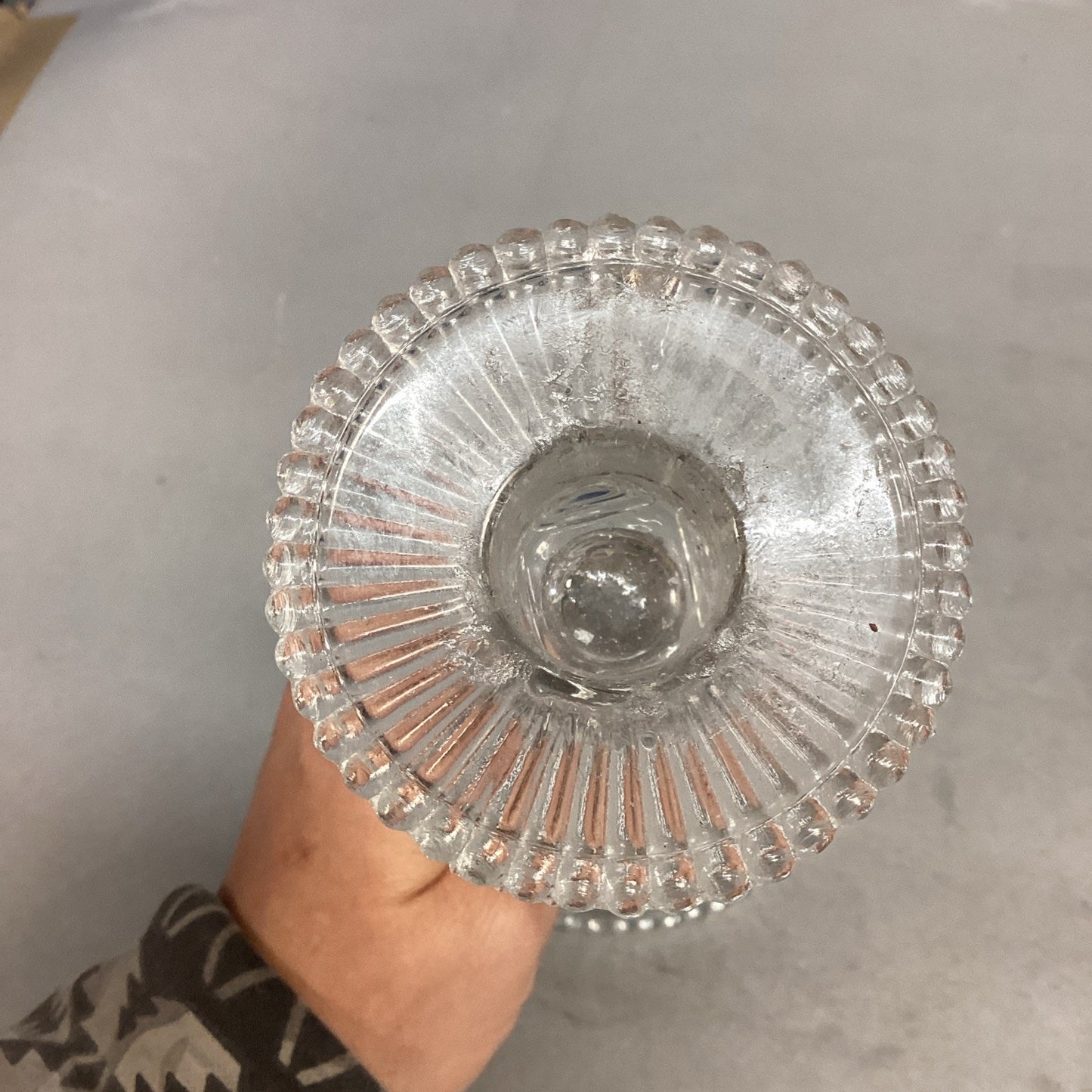 Elegant Antique Bayel Louis XV Candlestick 8.5" Clear Pressed Glass