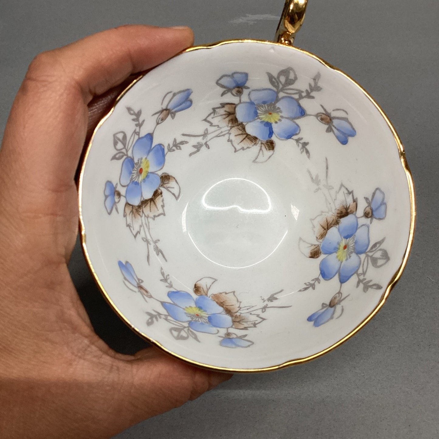 Royal Grafton Fine Bone China Blue Floral Cup/Saucer/Plate - England
