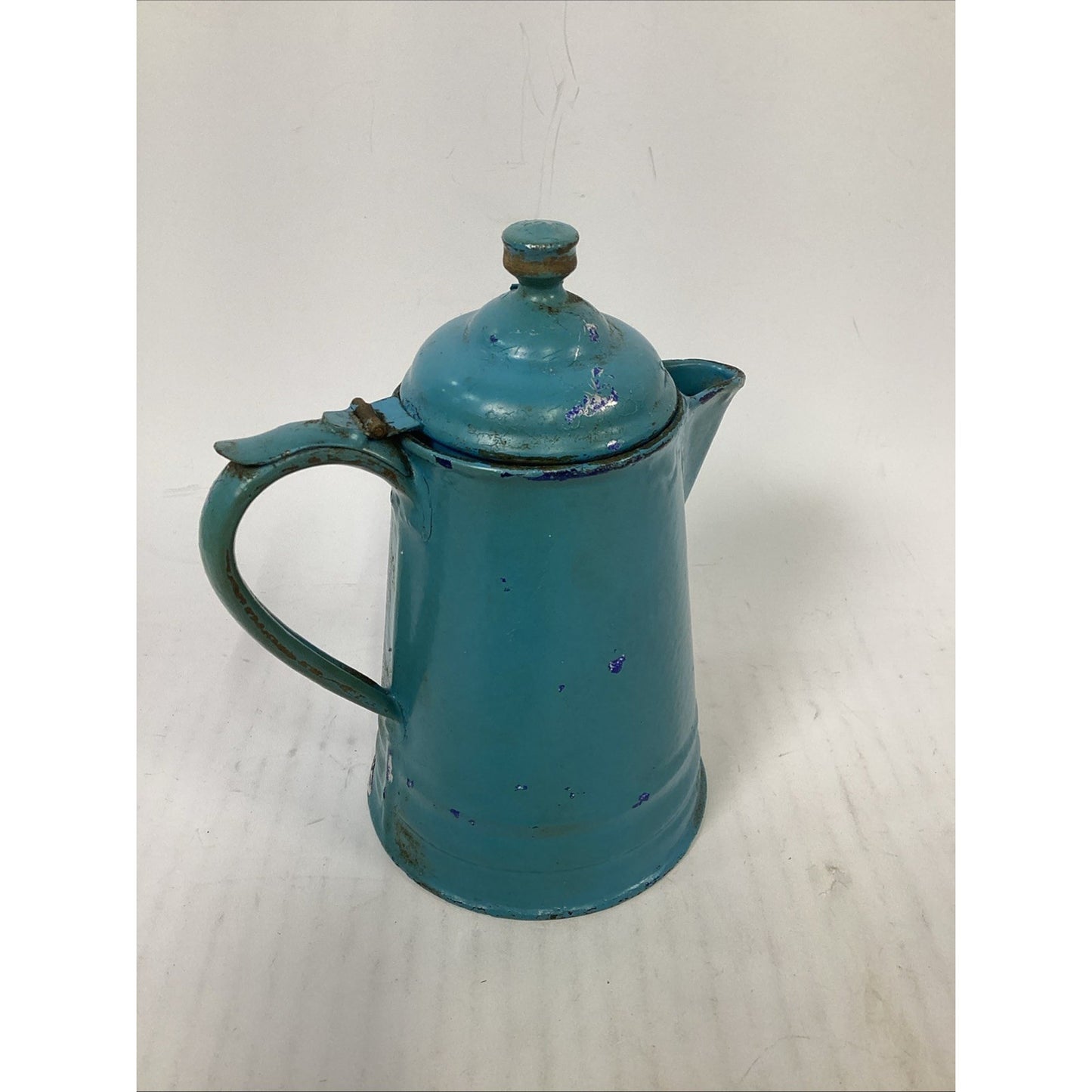 Antique French Or Belgian Floral Enamelware Coffee Pot
