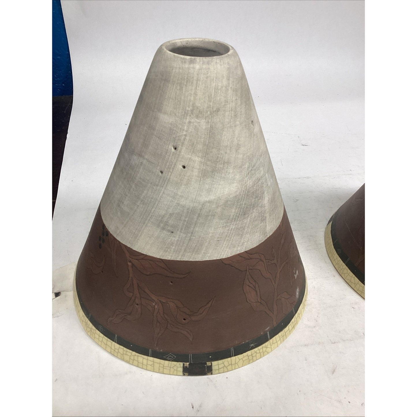 Set of 2 Studio Art Pottery Lamp Shades - 7.75”Hx8”D