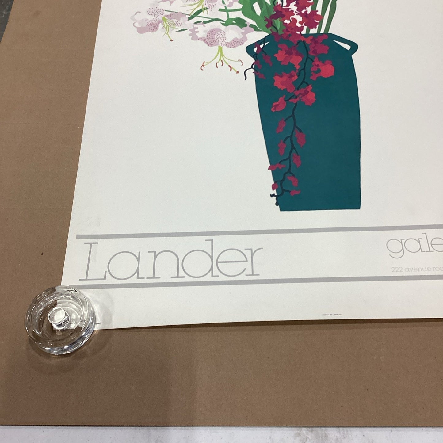 Galerie El Baz Lander - Floral Vase Poster - 39.5x27.25” Art Expo NY 1981