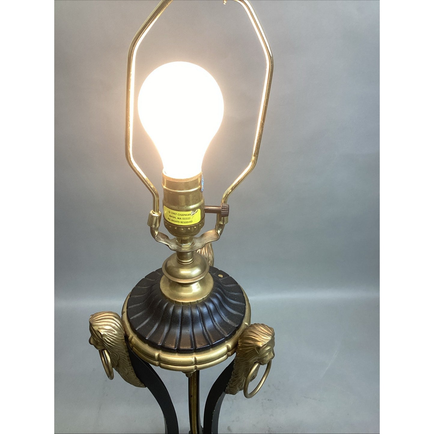 Vintage Neoclassical Brass Lions Heads And Claws Heavy Lamp - No Lampshade