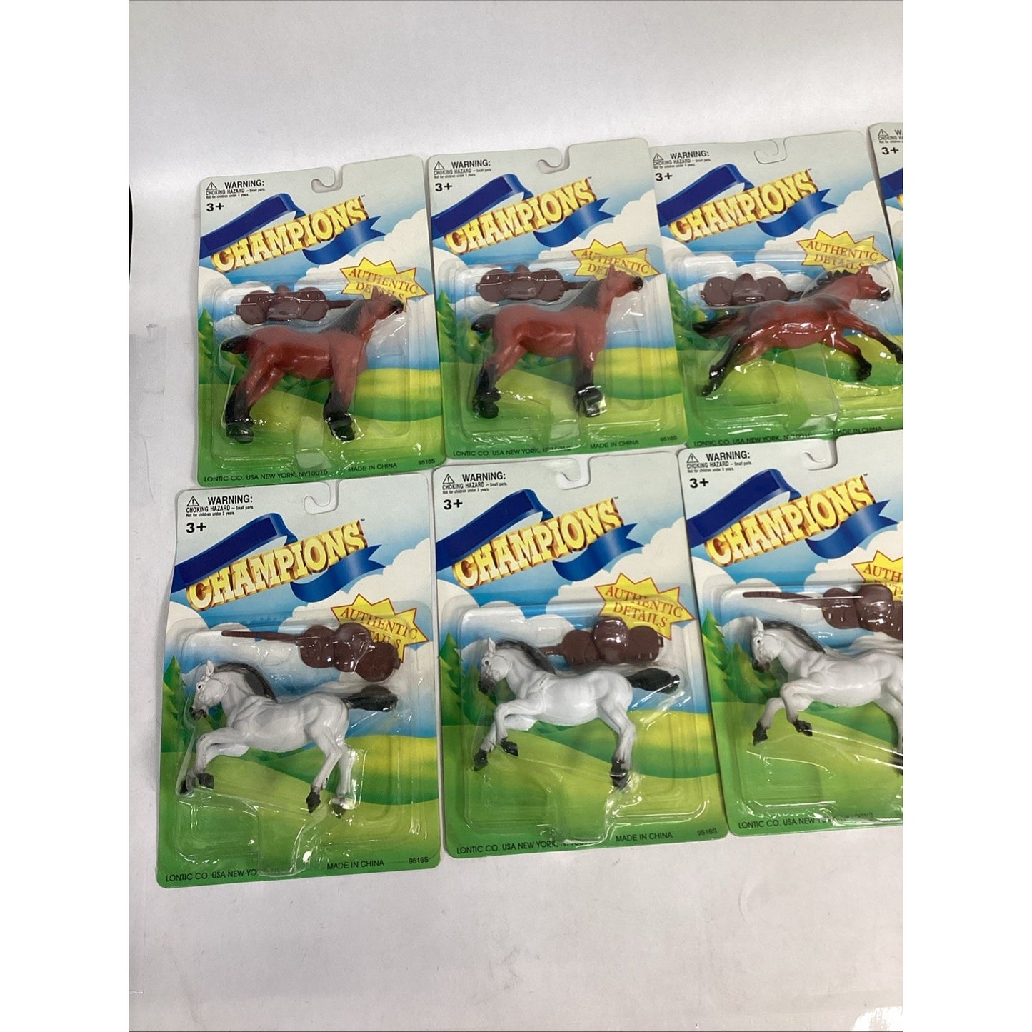 LOT Of 9 NEW Vintage LONTIC CO. Blue Ribbon Champions HORSES w/Saddles - New