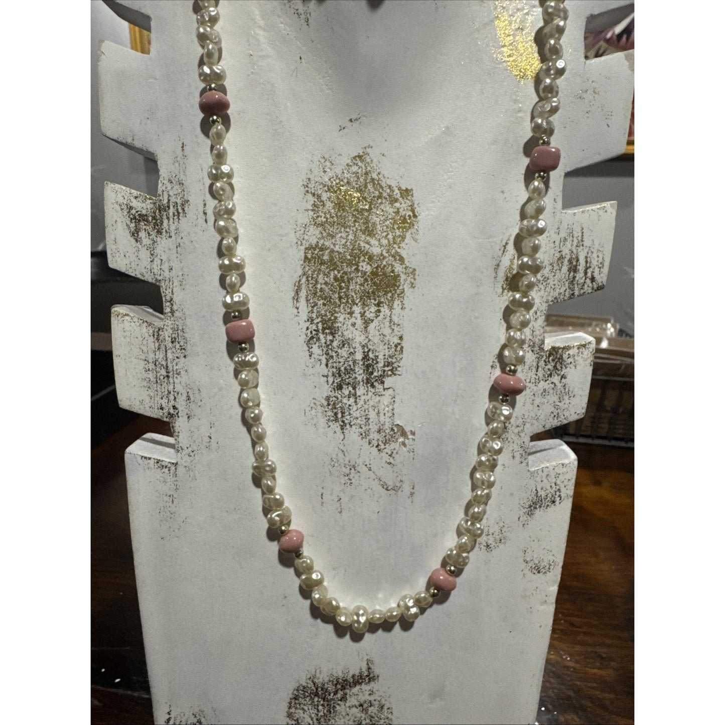 Honora Pearl And Pink Rhodochrosite Beaded Necklace 34”