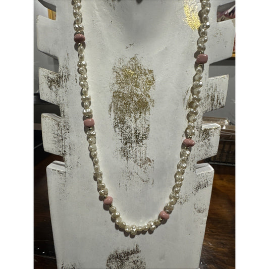 Honora Pearl And Pink Rhodochrosite Beaded Necklace 34”