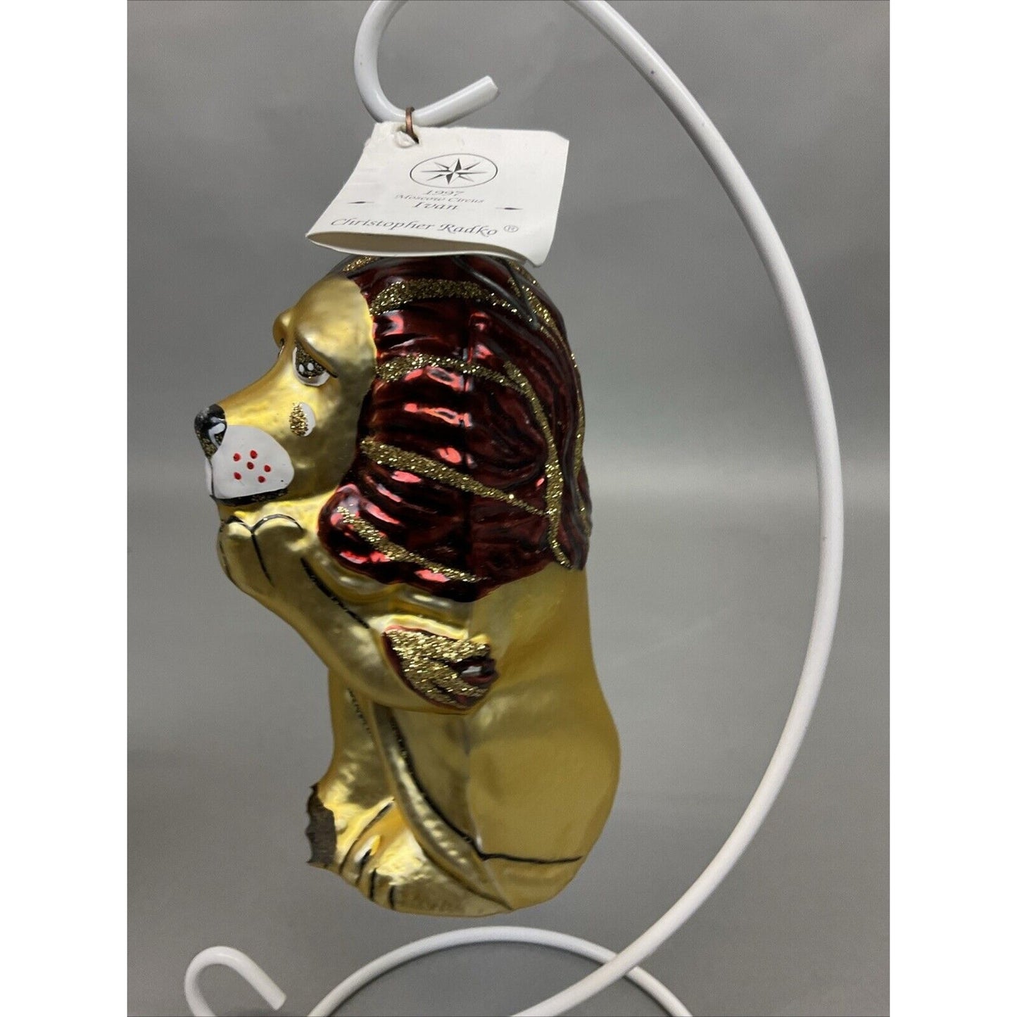 Radko Harvest Hare + Wizard Of Oz Lion Christmas Ornaments / Damaged