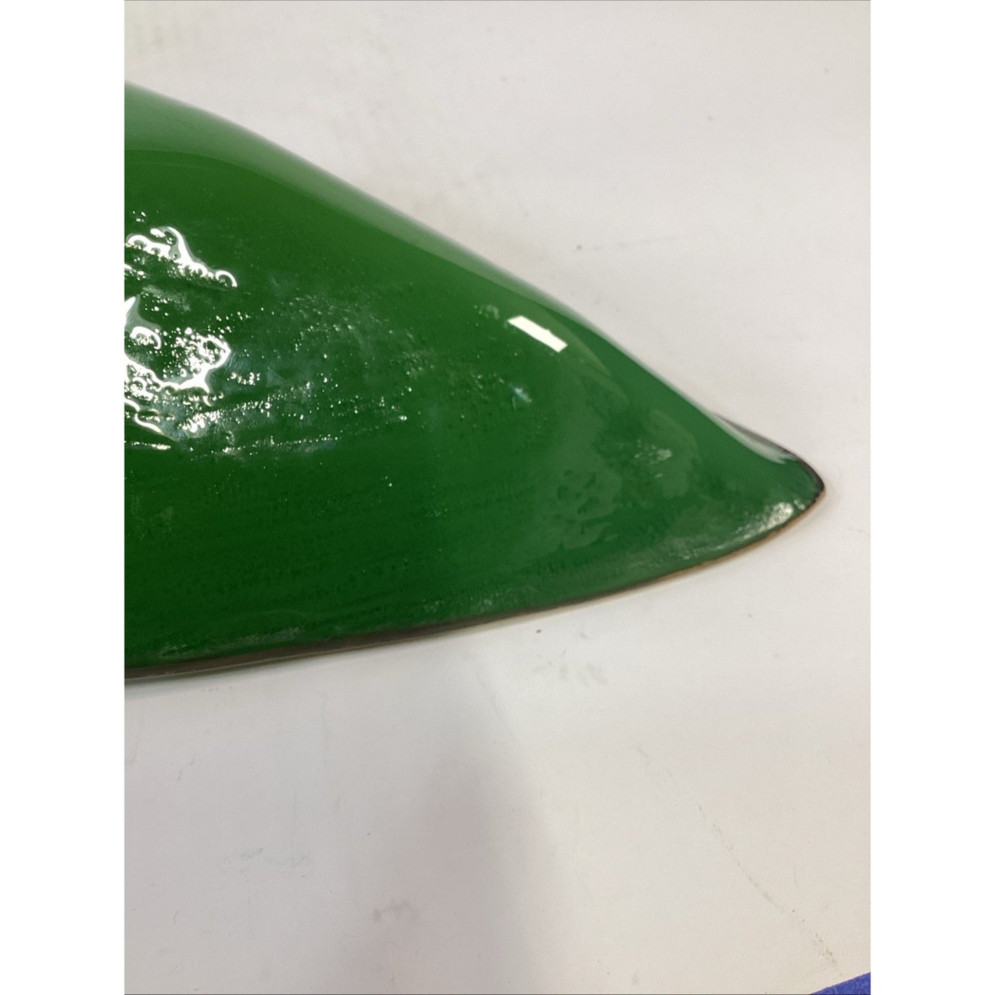 VTG MCM Green Glass Gondola Bowl Large Canoe Centerpiece W/ Gold Trim - 26.5”L