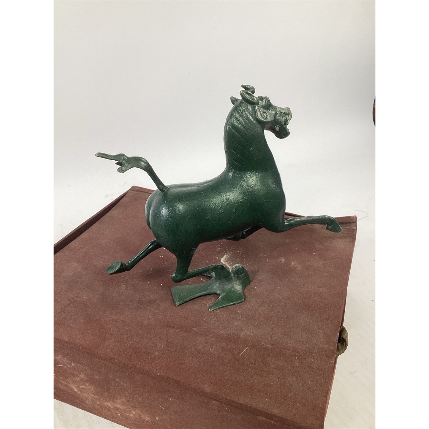 Vintage Chinese Flying Horse Of Gansu 8” Length Bronze Sculpture In case