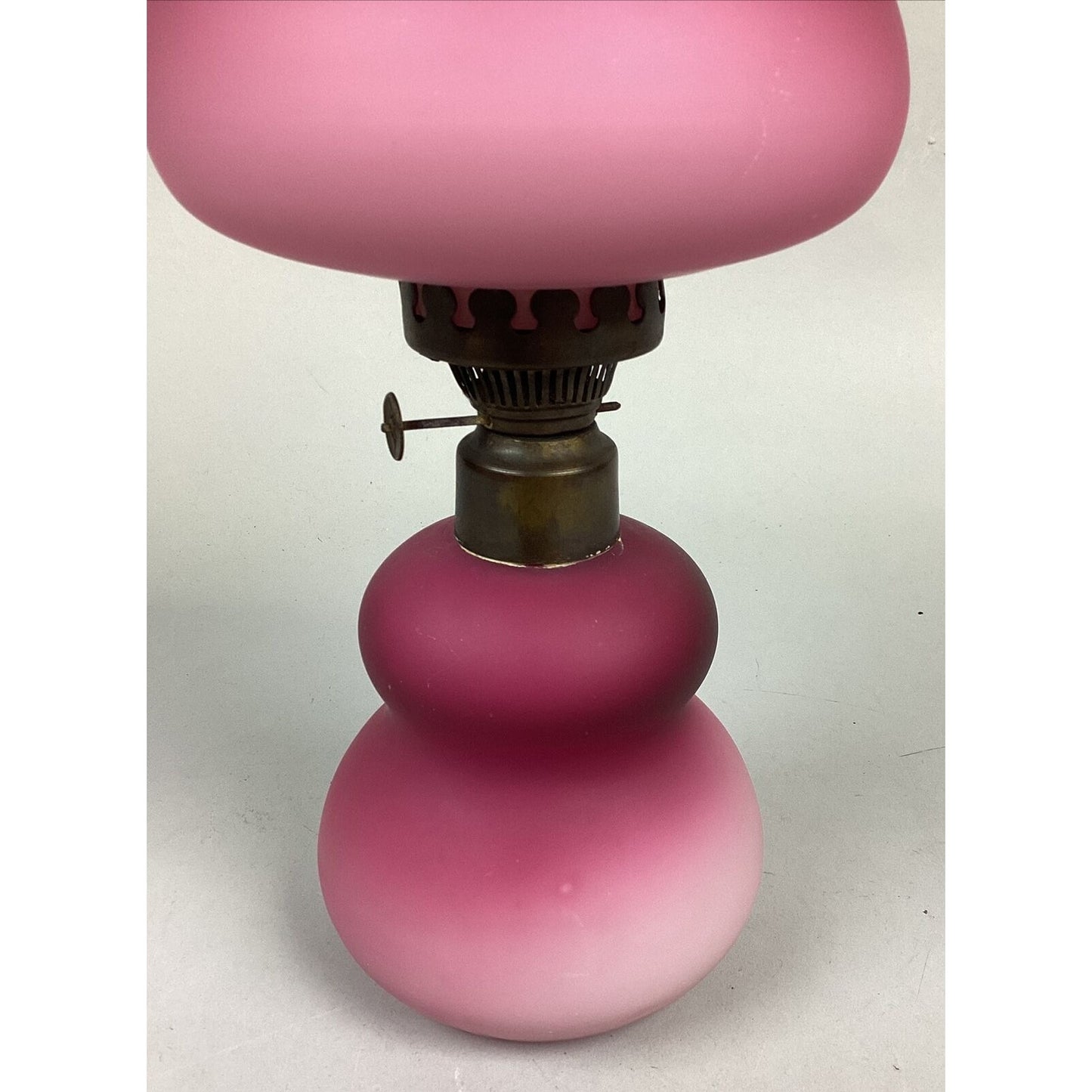 Antique Pink Gradient Peach Blow Kerosene Table Lamp - 10.5”H