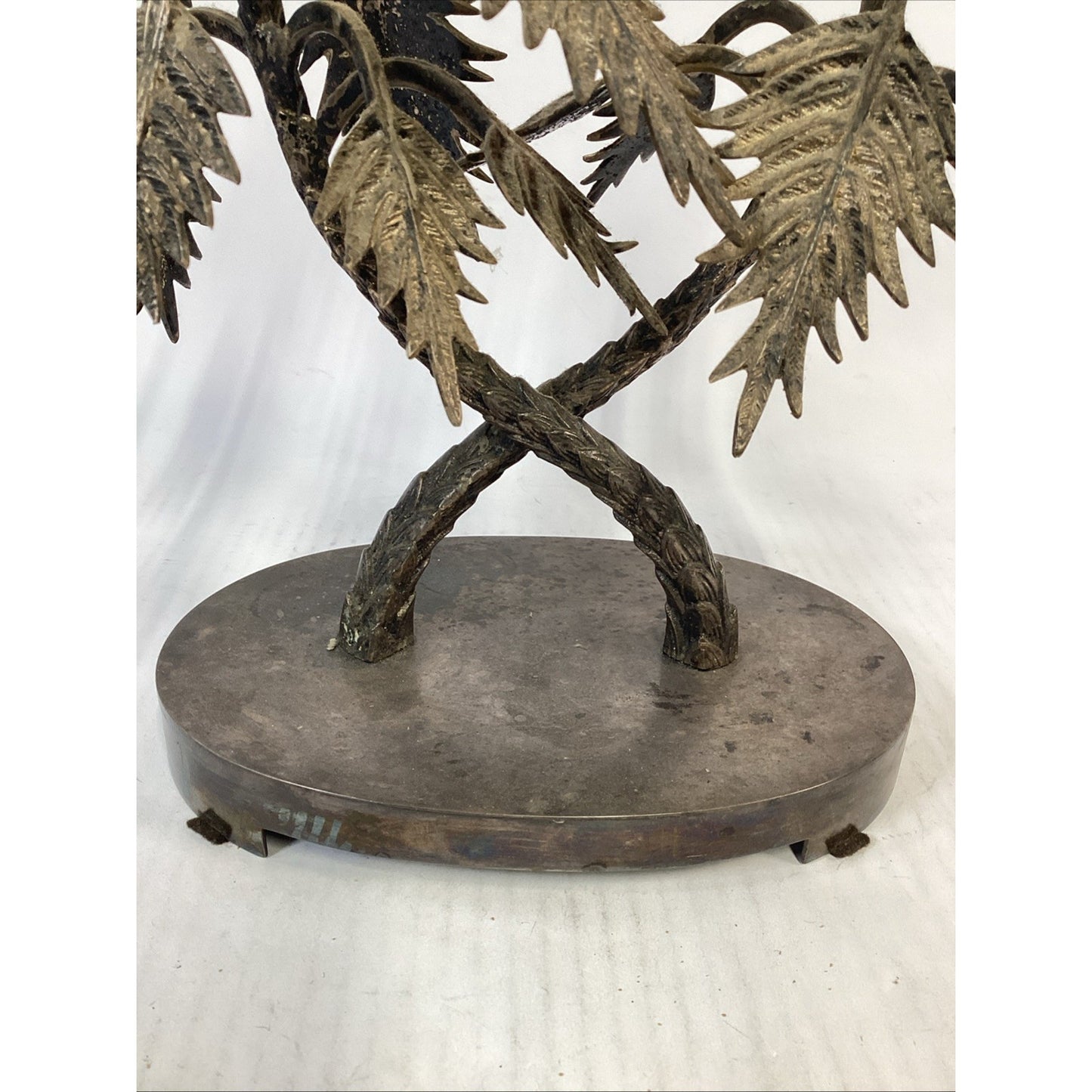 Vintage Cast Iron Candlestick Holder - 12”Hx15”Lx7”W