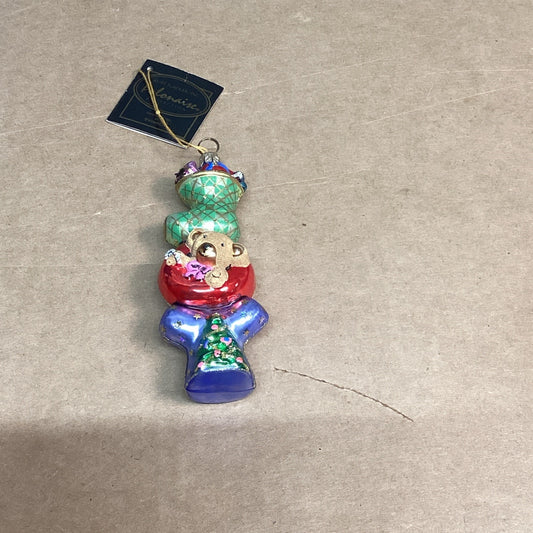 "Joy Bear", Polonaise Kurt Adler Glass Christmas Ornament