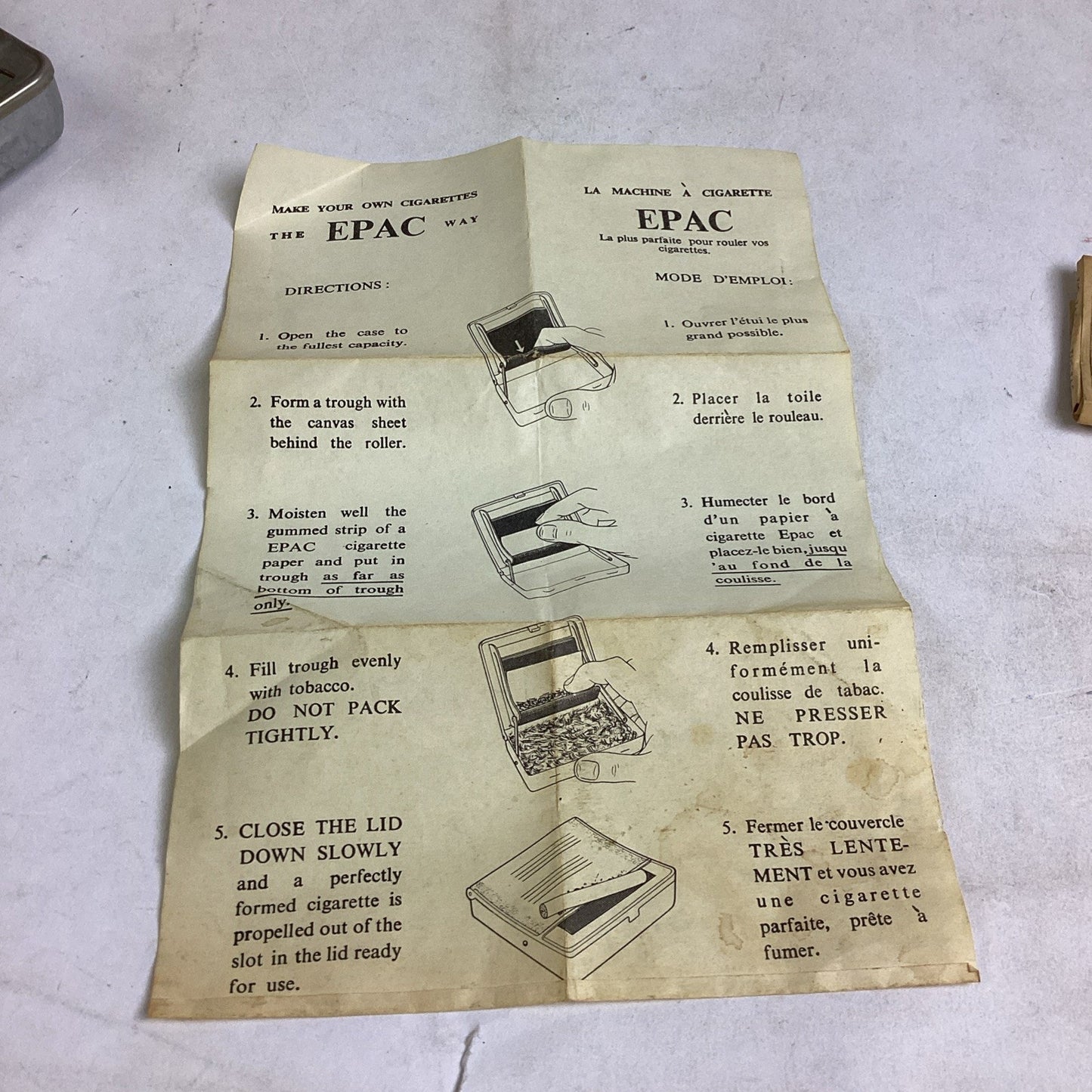 VTG EPAC Cigarette Rolling Device W/ Manual & Braunstein Freres Cigarette Paper