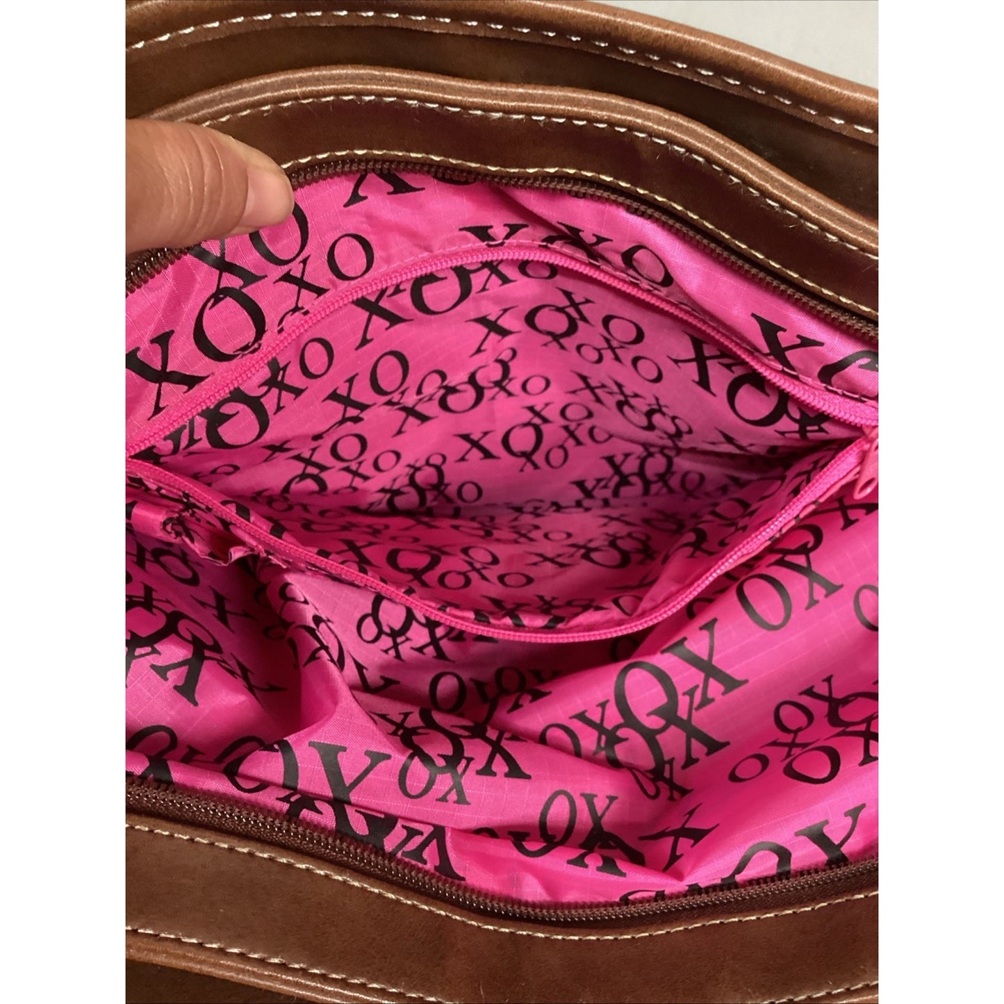Vintage XOXO Pink Black Tote Bag - 18.5x14”