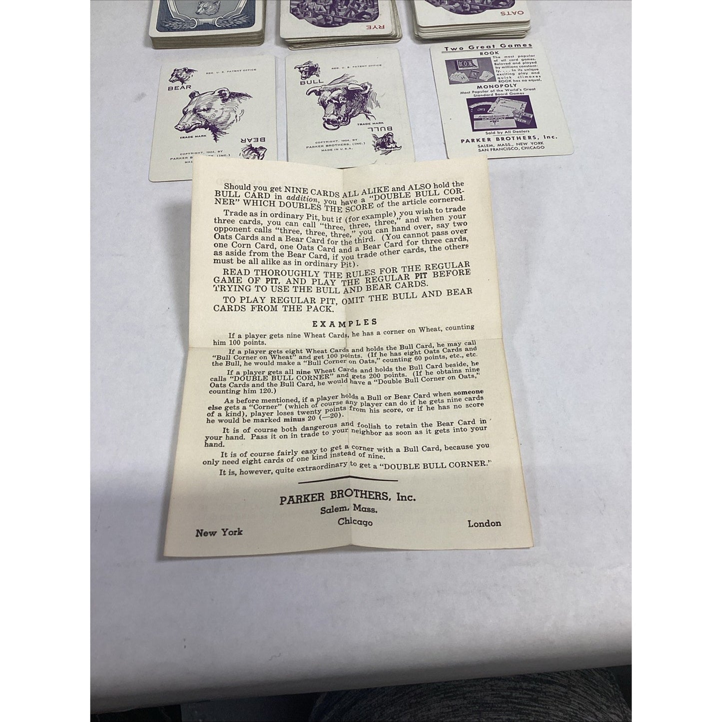 Vintage 1919 Pit Card Game by Parker Brothers - Bear & Bull Edition - Complete