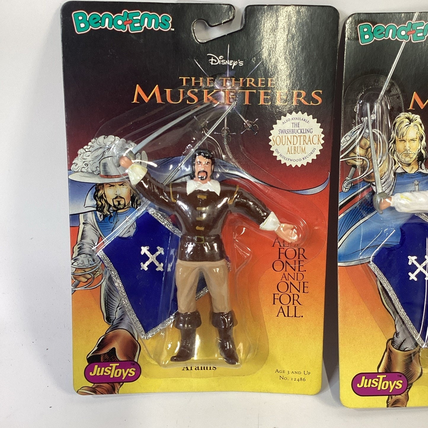 VTG 1998 Bend-Ems THREE MUSKETEERS 3 Pc. Action Figure Set by Just Toys, New