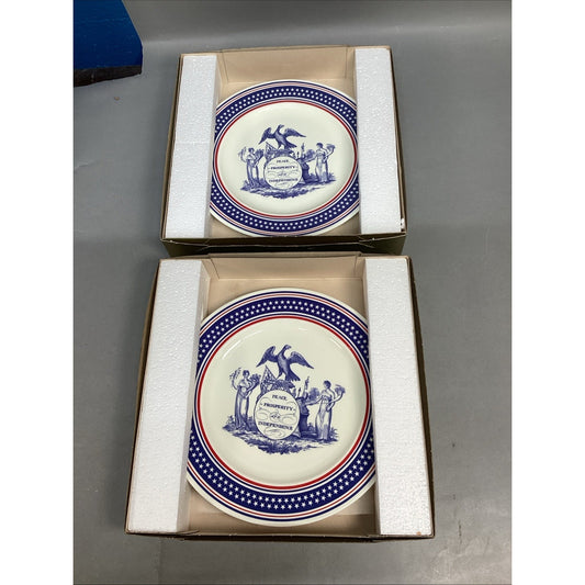 Set Of 2 Pfaltzgraff Bone China George HW Bush Inauguration Plates In Boxes