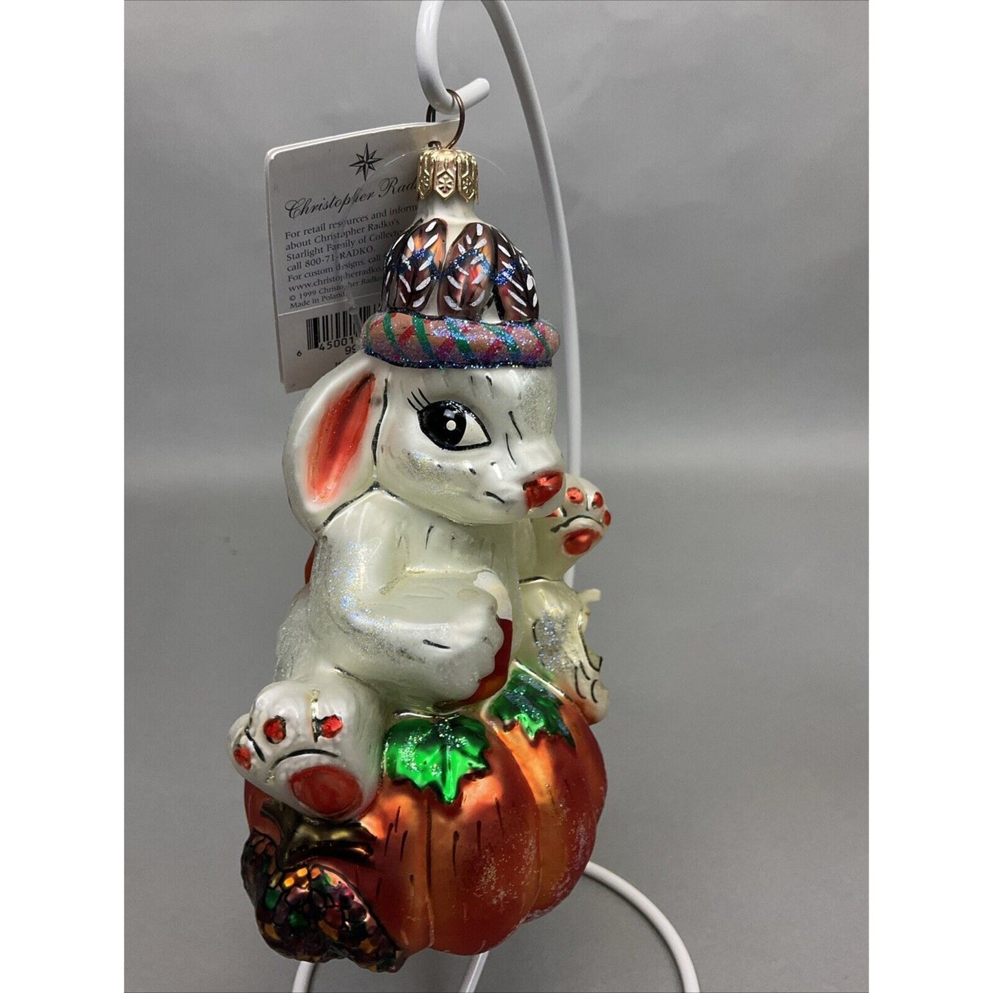 Radko Harvest Hare + Wizard Of Oz Lion Christmas Ornaments / Damaged