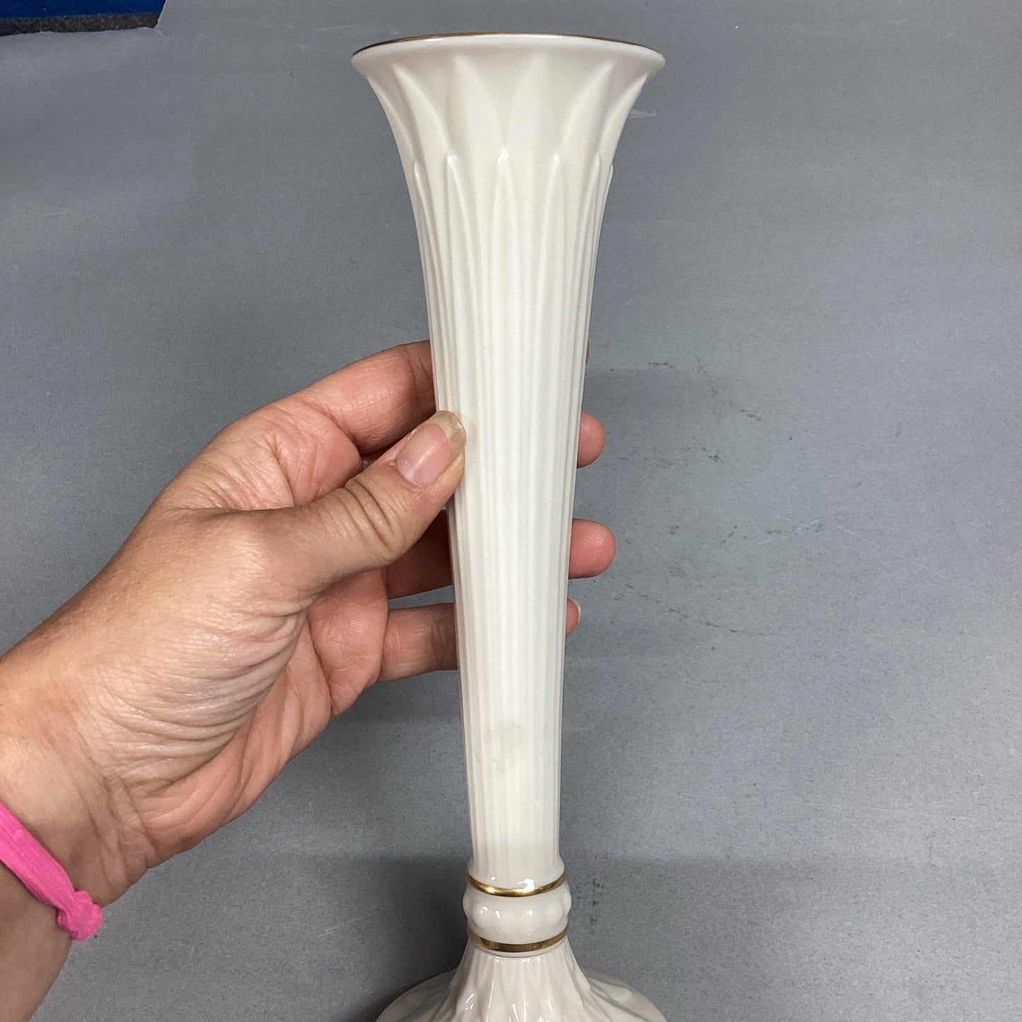 Vintage Porcelain Lenox Bud Vase With Gold Trim - 9”H- Made In USA