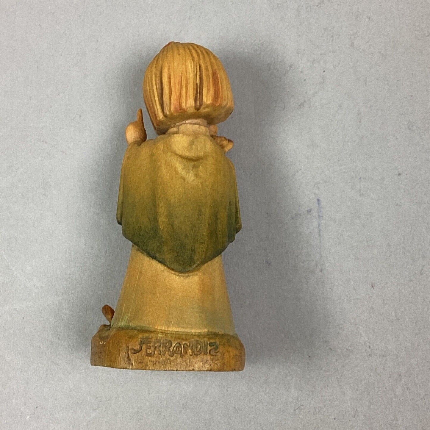 Vintage Anri Wood Carving Figurine - “Talking To The Animals” - 3”