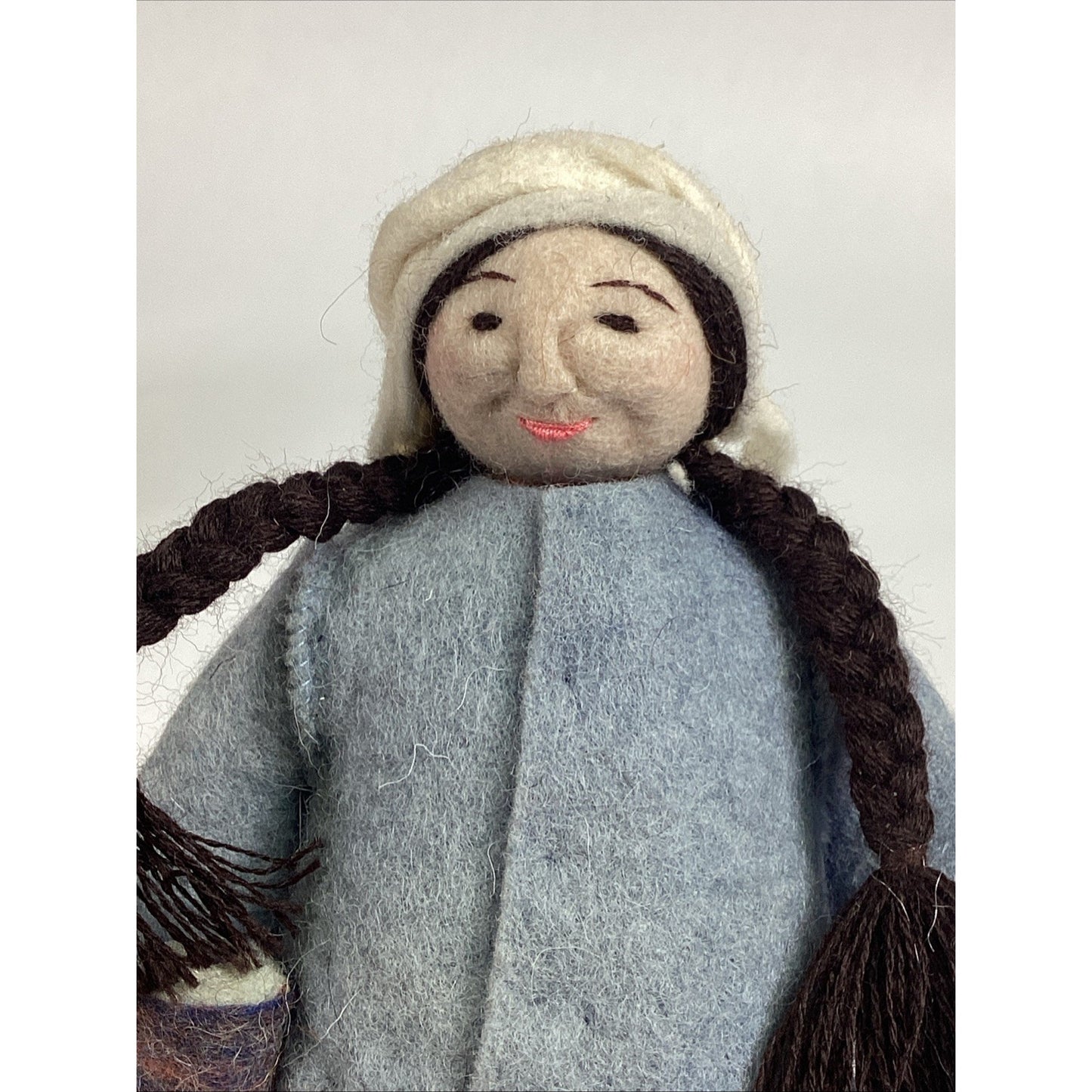 Kyrgyzstan Kyrgyz Doll Handmade Wool Folk Art - Woman W/ Mat - 7.5”H