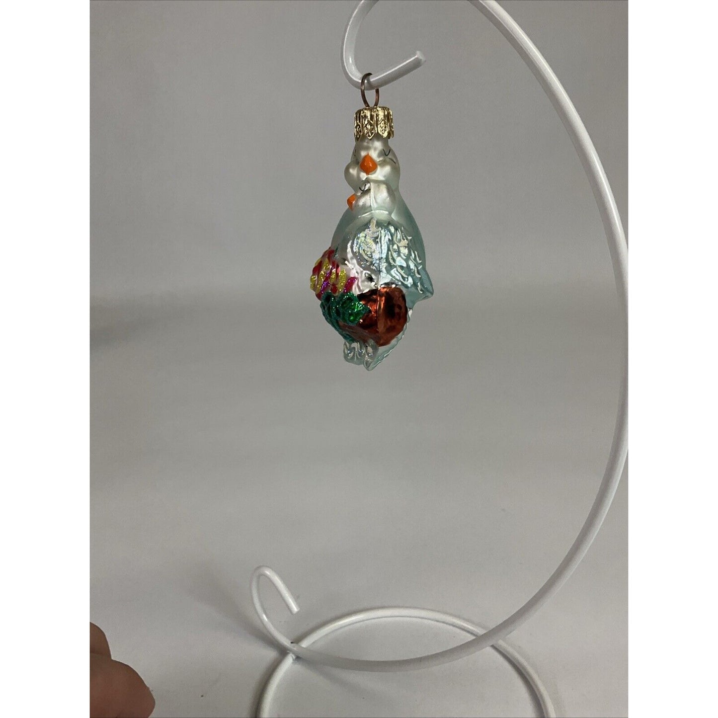 Christopher Radko Handblown Glass Christmas Ornament Lovebirds Doves w/ Roses