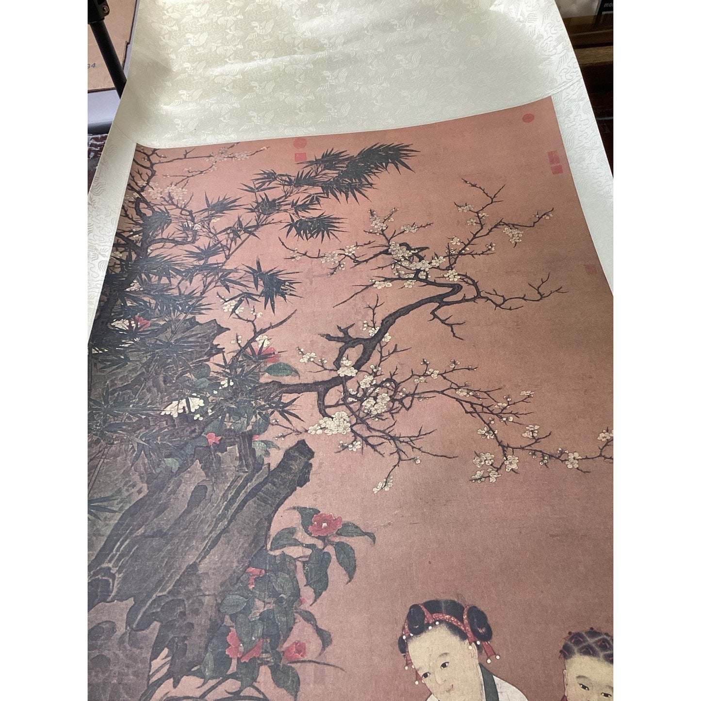 Children At Play On A Winter’s Day - Ink/Color On Silk - Scroll Painting -74x26”