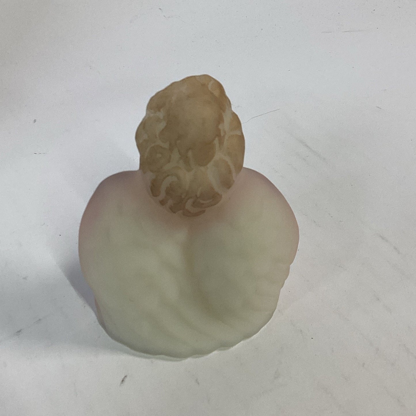 Fenton Satin Glass Pink Guardian Angel Figurine Signed S. Schnesberger