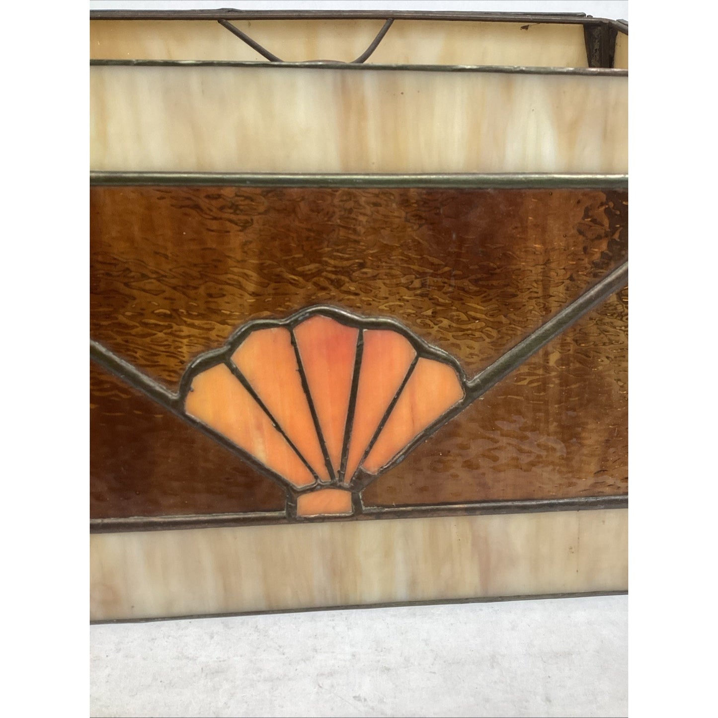 Vintage Stained Glass Lamp Shade With Seashell Design - 15.5x8.5x7.5”