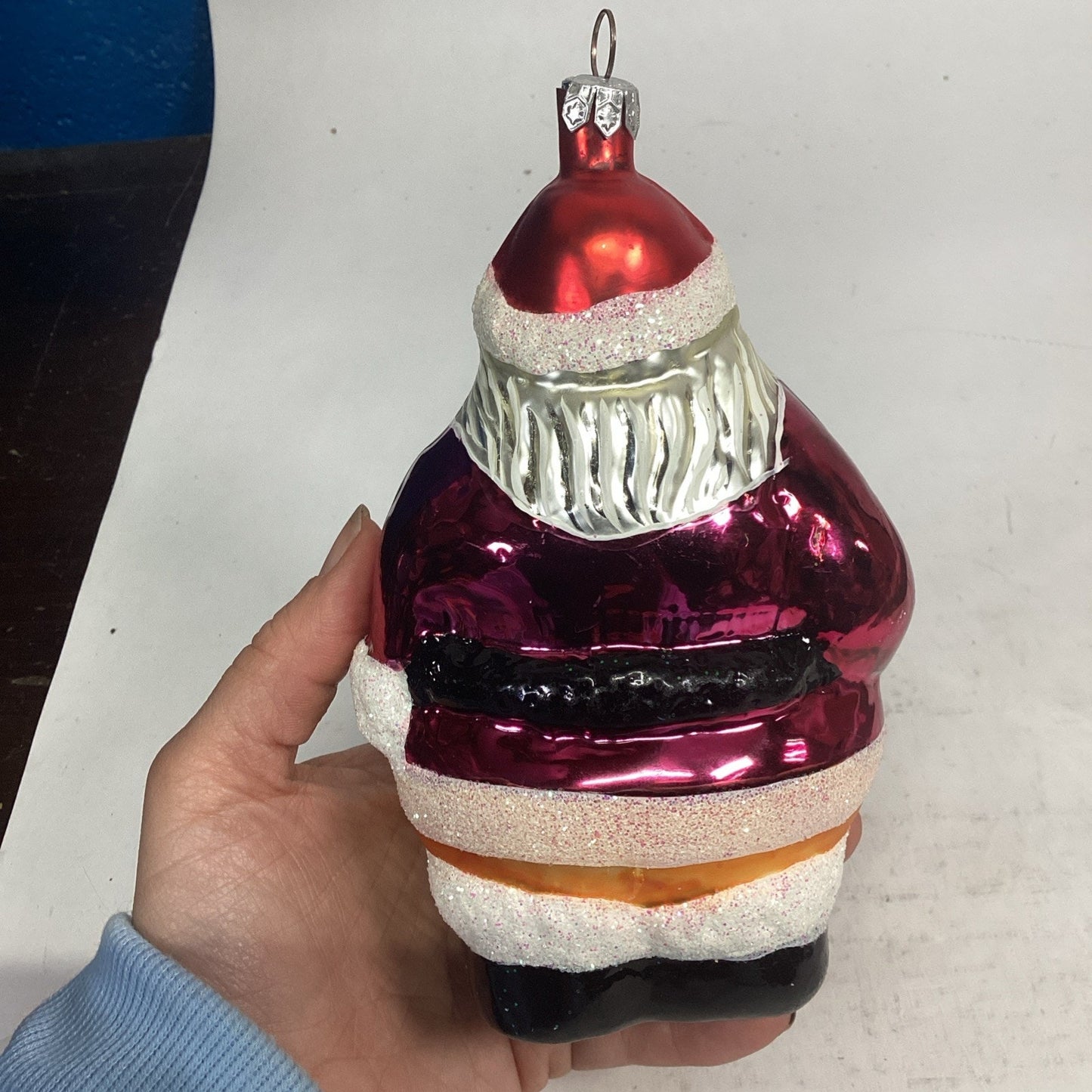 Vintage Christopher Radko “Round About Santa” Glass Ornament 6.5” 95-005-0