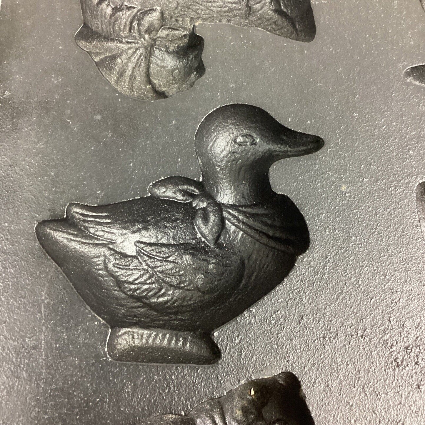 Vintage Cast Iron Muffin Pan - Farm Animals - Bunny Cow Chicken Duck