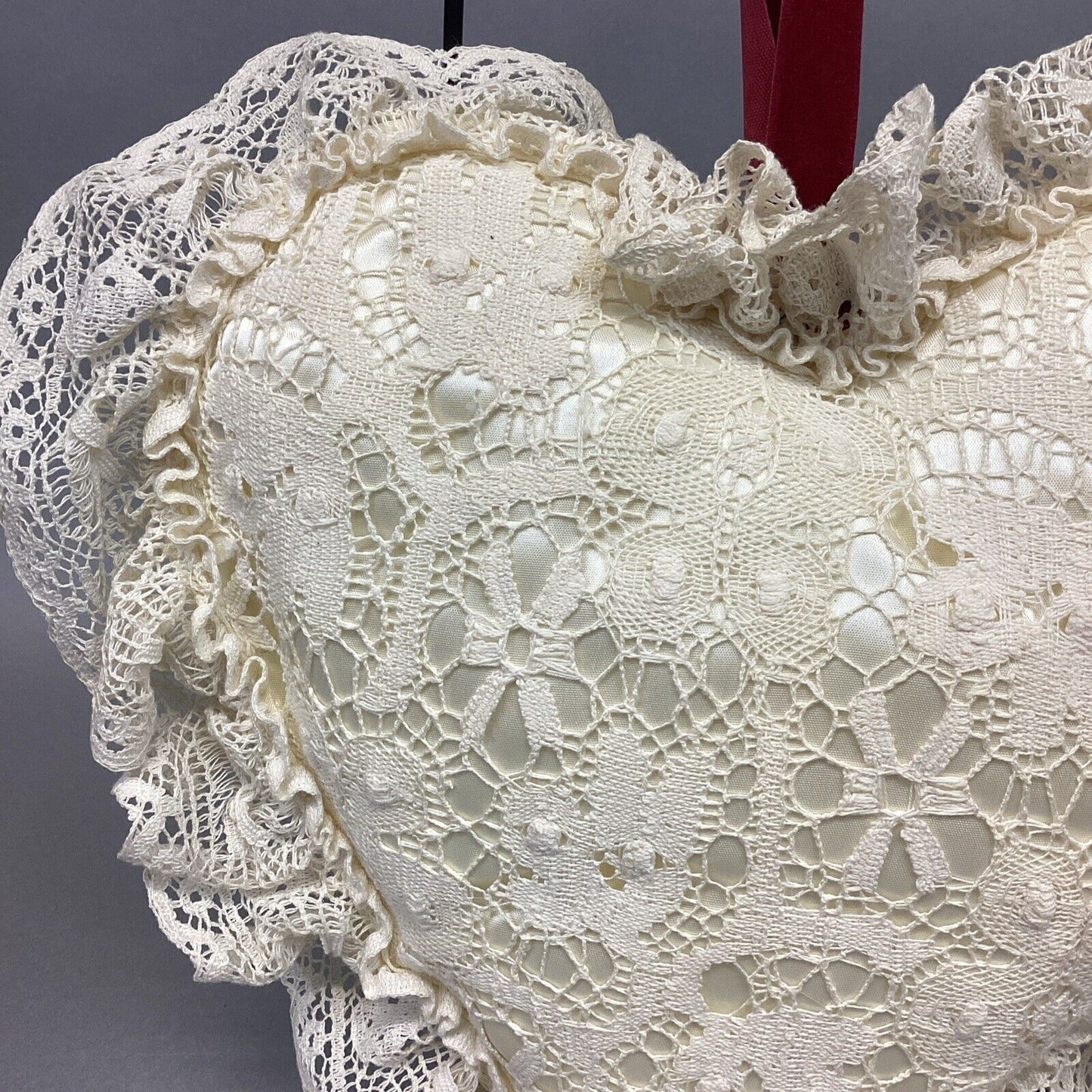 Vintage Plush Off-white Heart Decoration