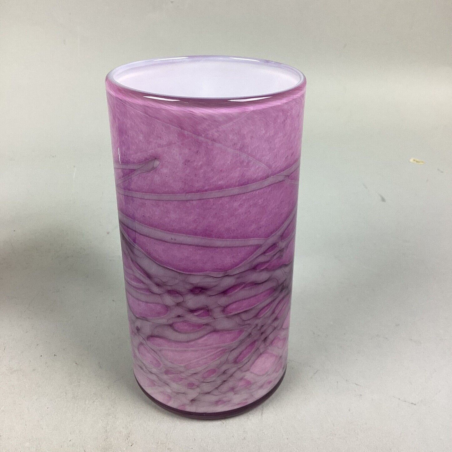 Set Of 2 Pink Purple Swirl Glass Cups - 6.5”H