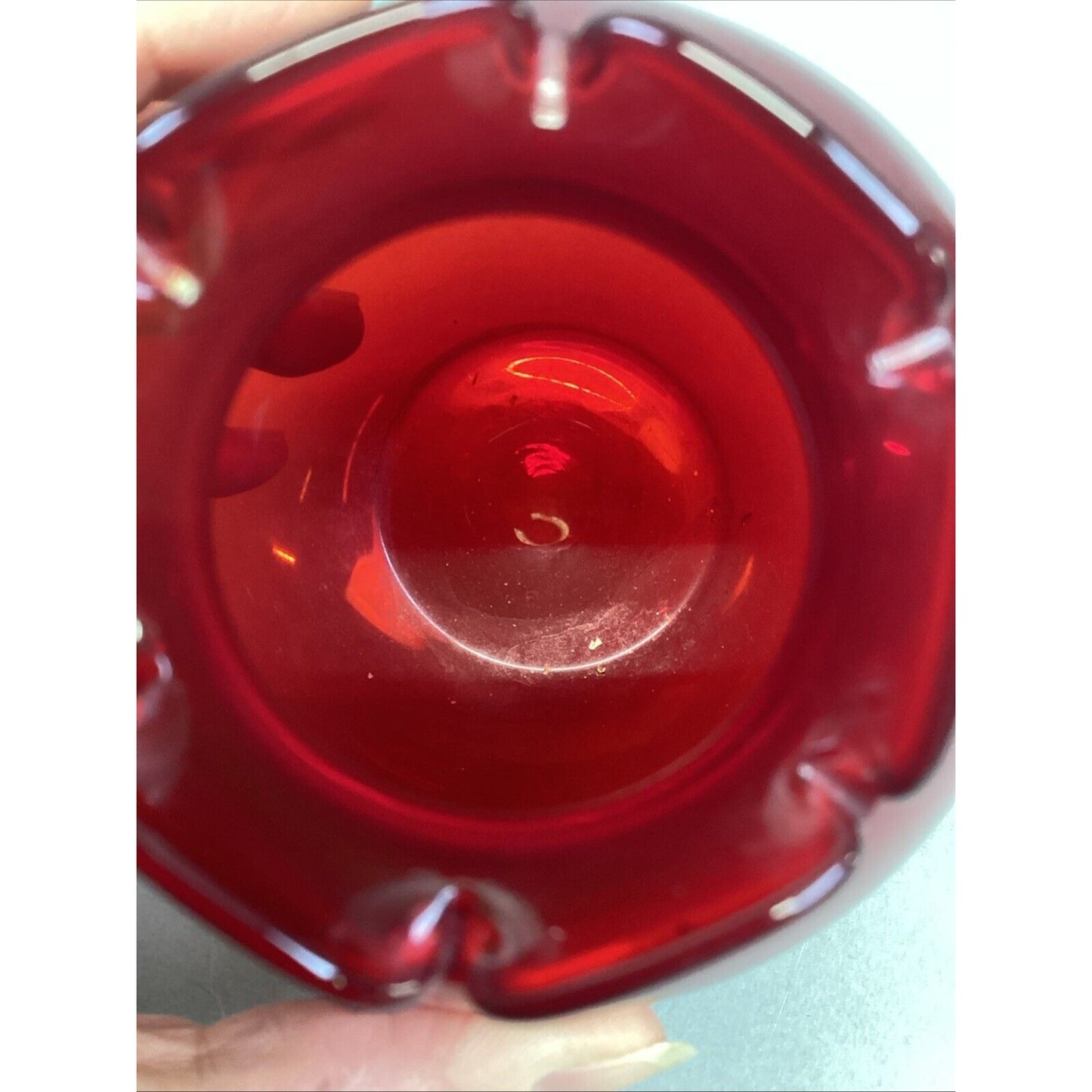 Anchor Hocking Ruby Red Glass Flower Vase - 4.25”H
