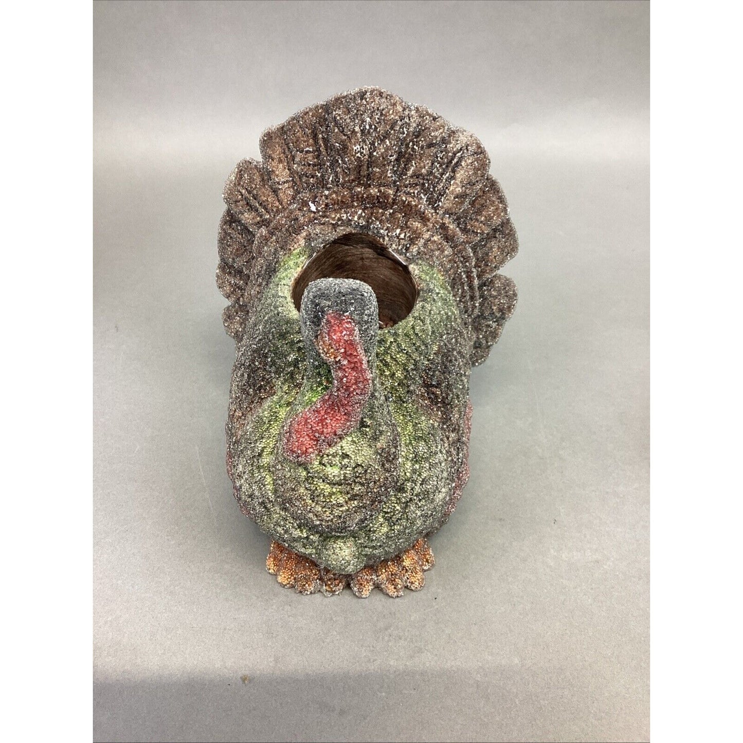 Set Of 2 Frosted Ceramic Turkey Candle Holders - 5x4.5x5.25”