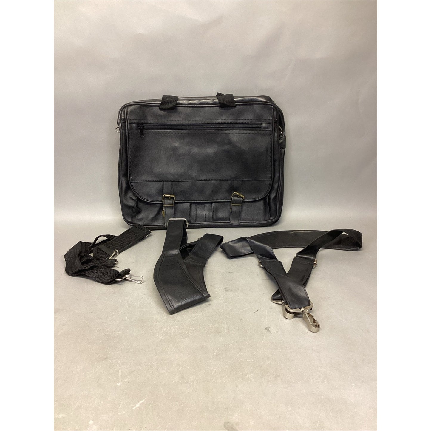 Black Messenger Bag With 3 Straps & 8 Compartment Total
