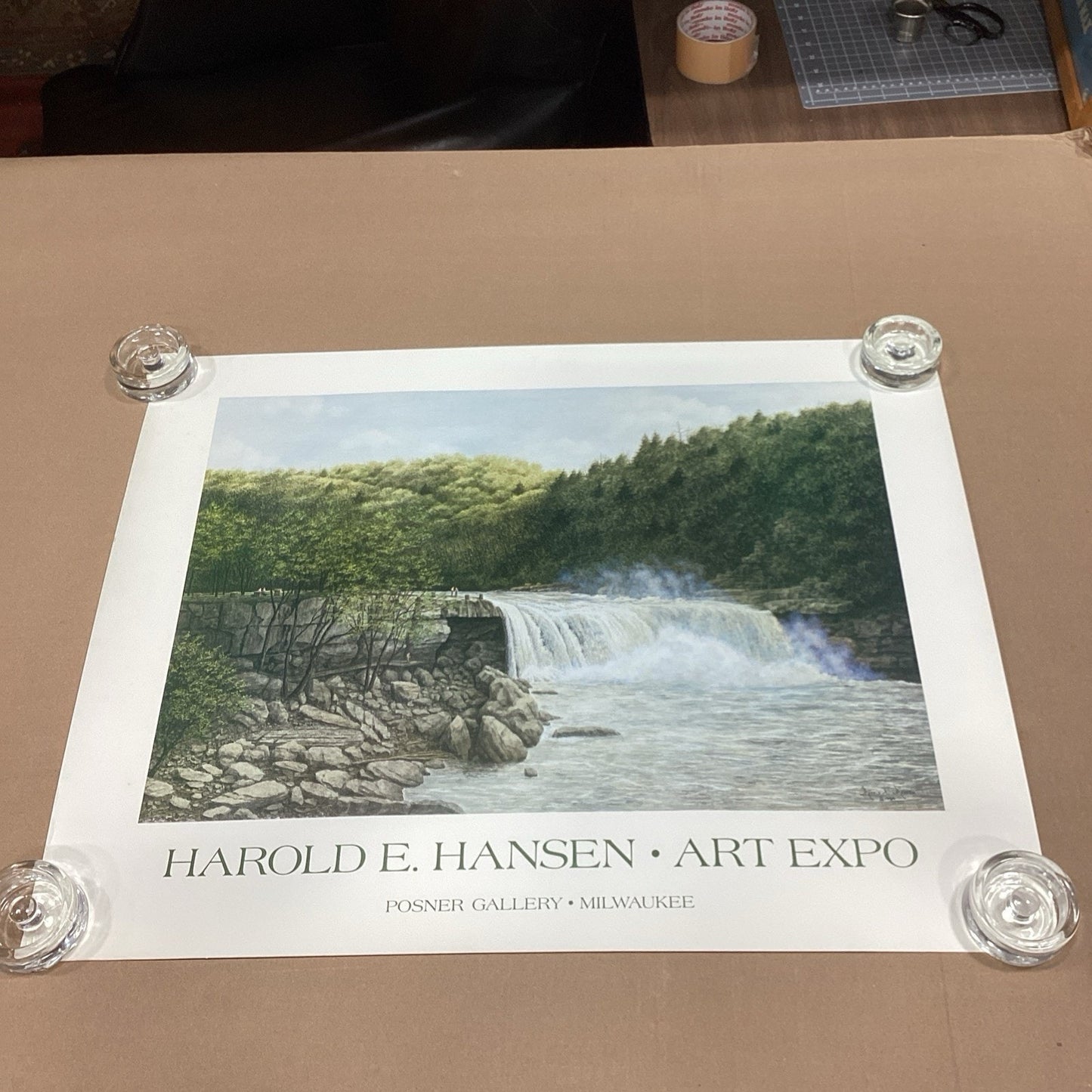 Harold E. Hansen 1984 Waterfalls Poster - Art Expo Posner Gallery - 27.25x22”