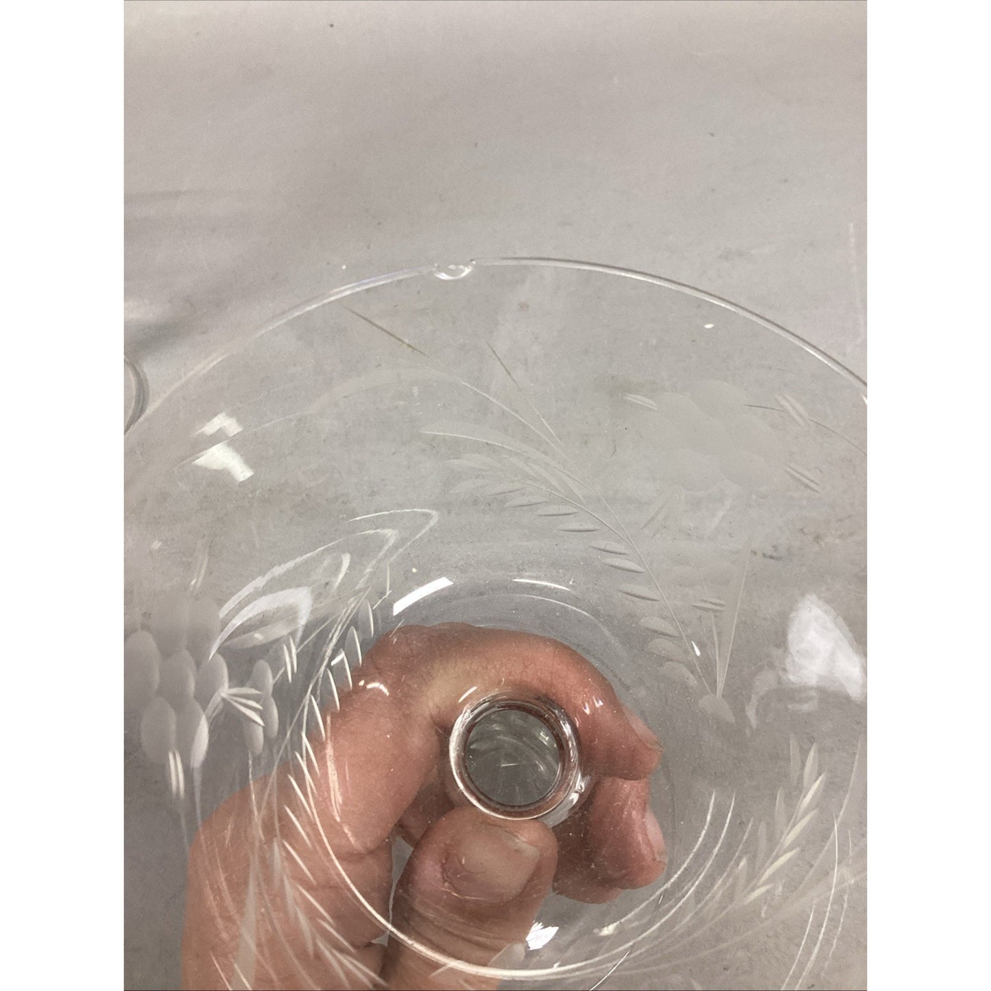 Set Of 4 Floral Etched Glass Champagne Glasses