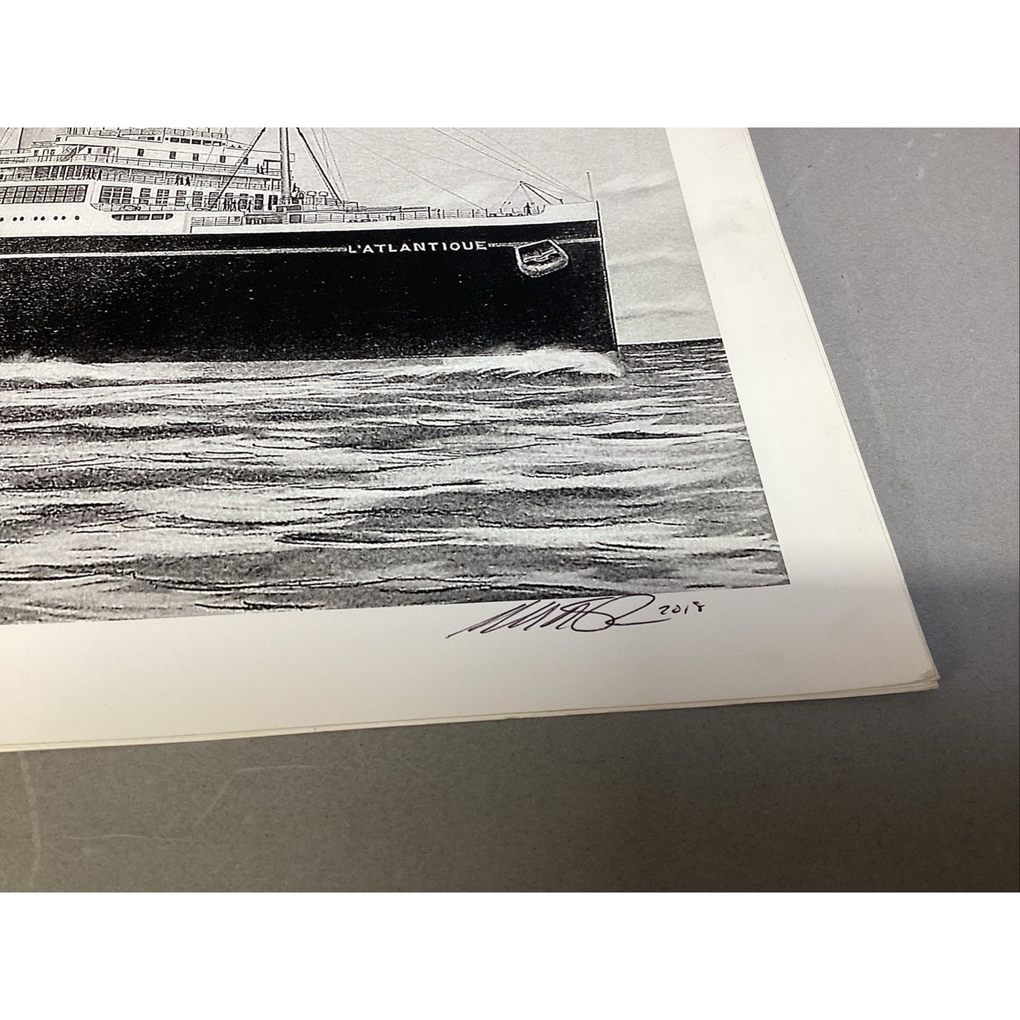 L’Atlantique Ship Art Print - 16x12” - Signed In 2018