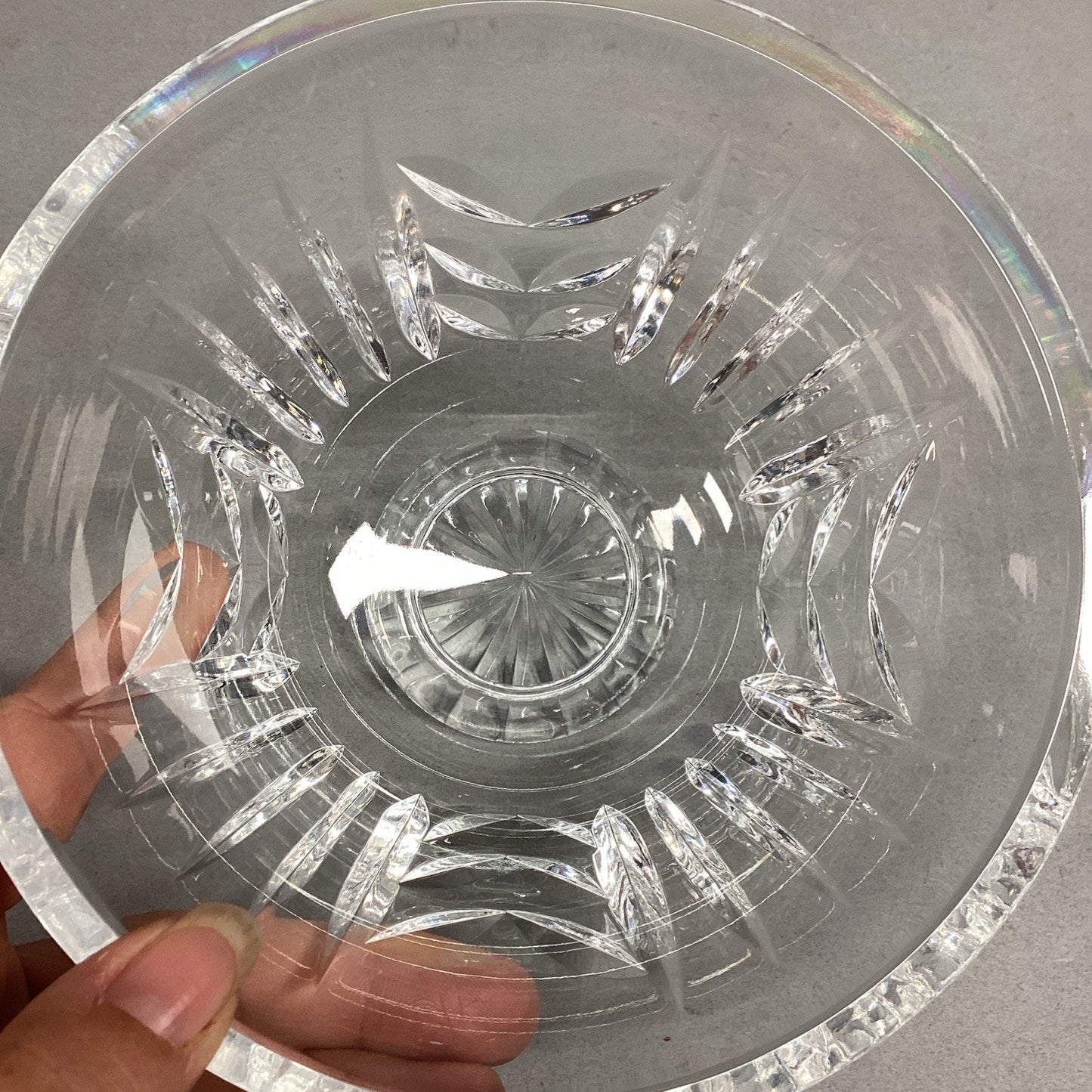 Vintage Cut Glass Crystal Candy Dish - 4”Hx6”D