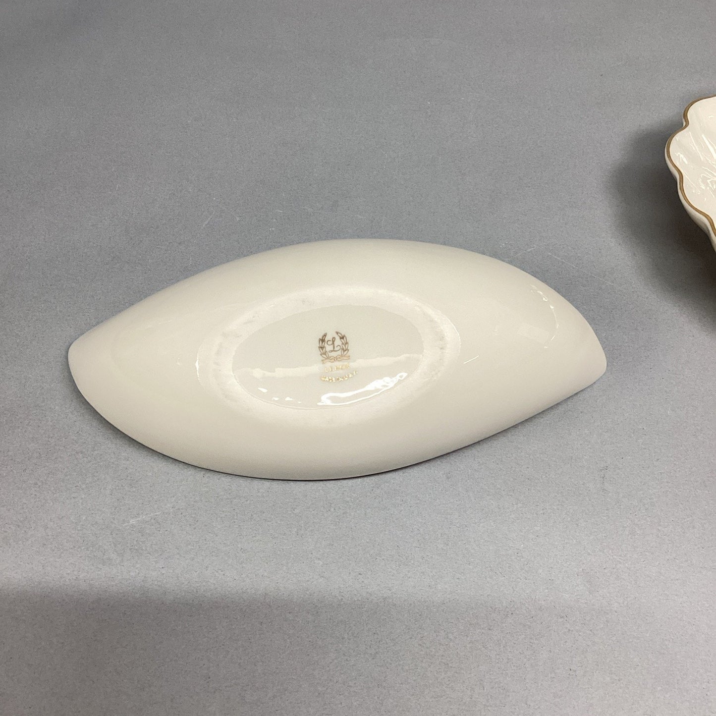 Lot Of 2 - Lenox Candy Nut Serving Dishes - Leaf Shaped/Banana Boat -Made In USA