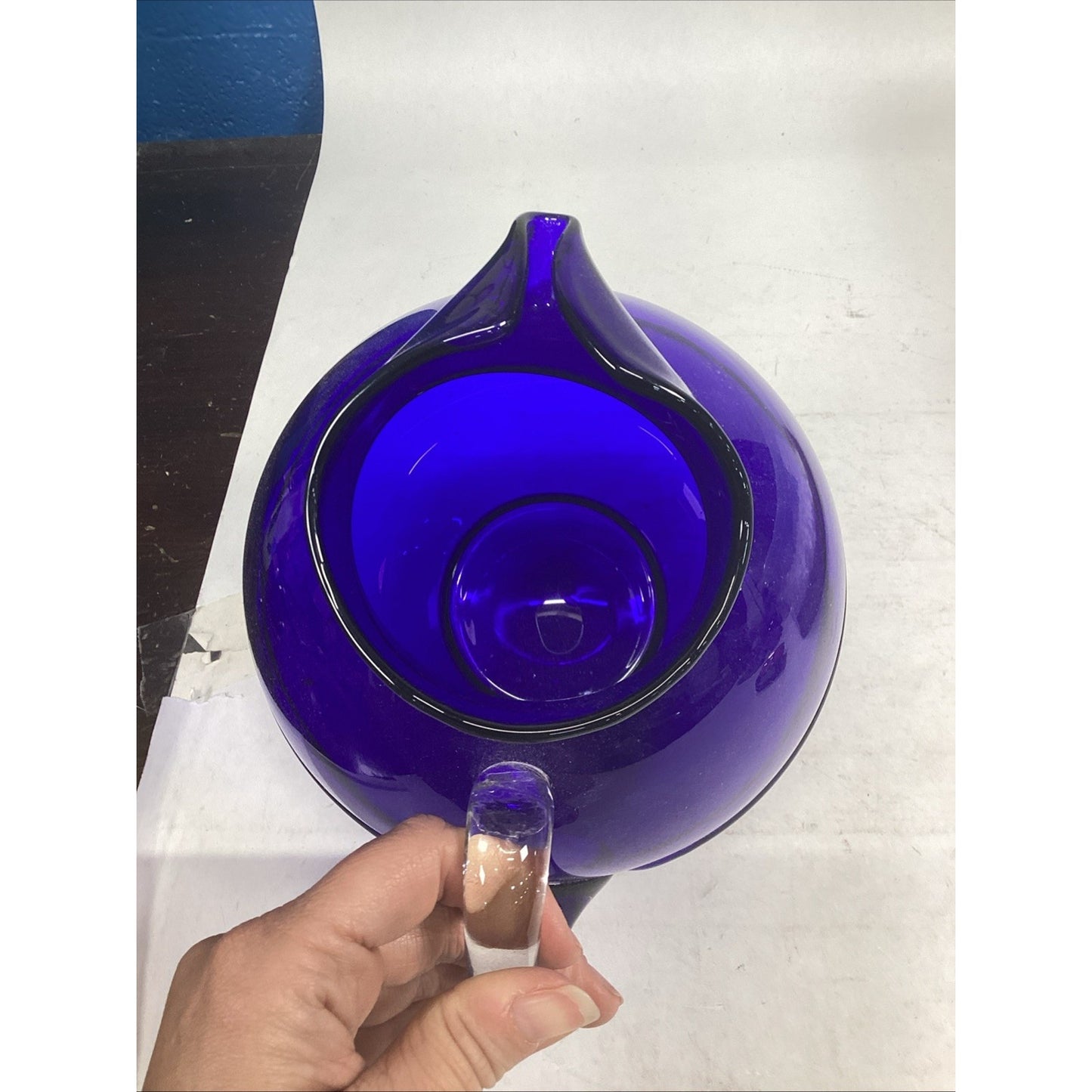 Cambridge Hand Blown Glass Art Deco Cobalt Blue Pitcher - 3400 Line