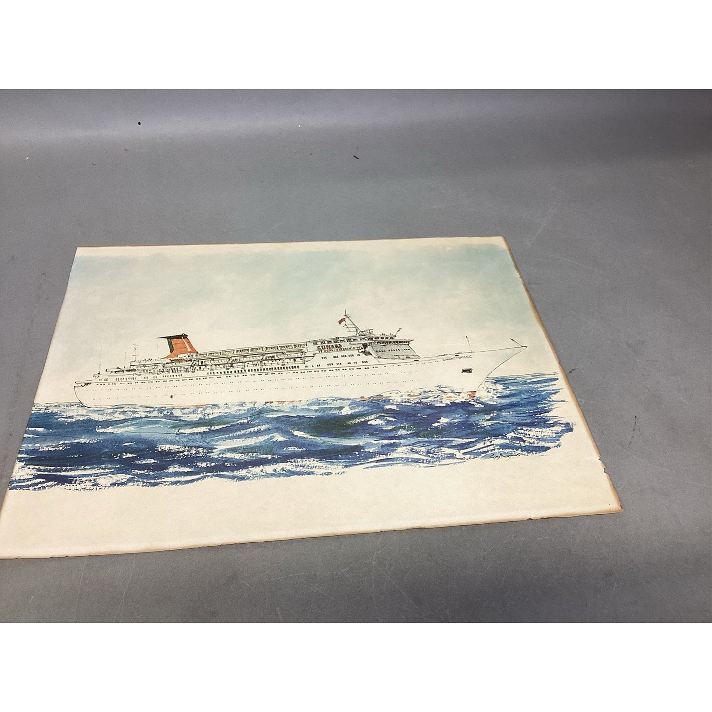 Lot Of 7 - Cunard Poster Print, 1 Photo, 1 Mag Article - Matson & Bermuda Lines